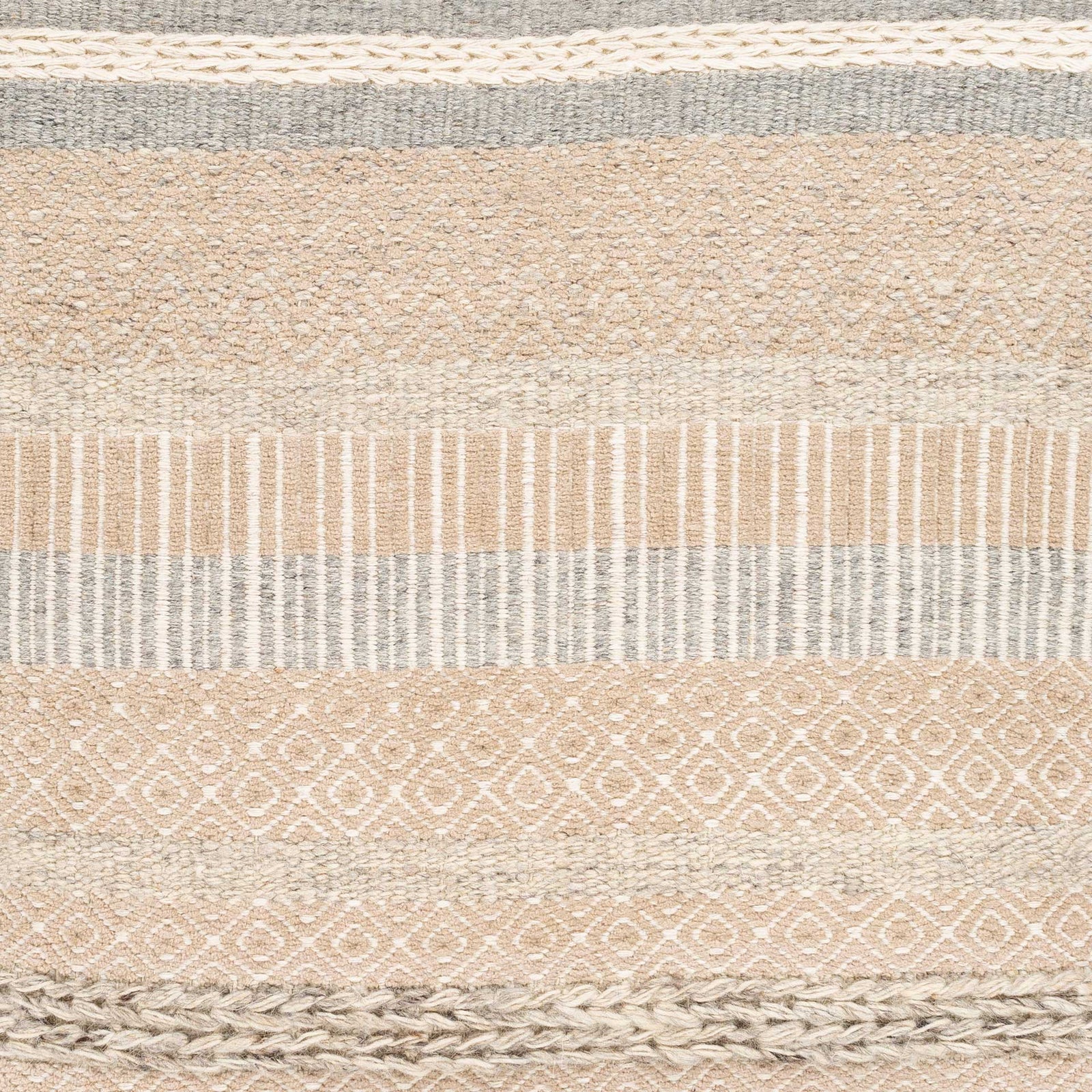 Logan Pouf Medium Gray/Ivory/Beige