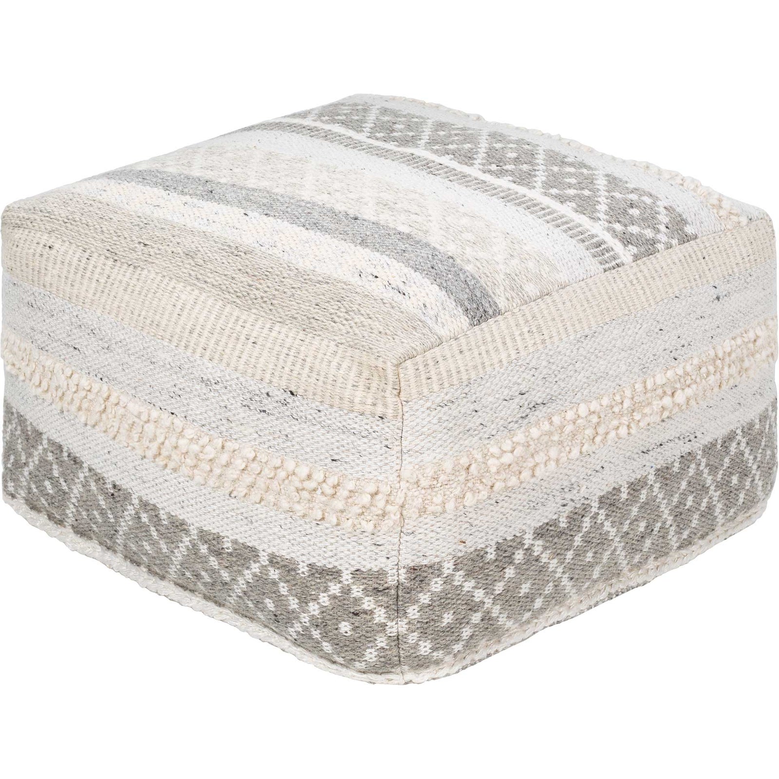 Logan Pouf Taupe/White/Ivory