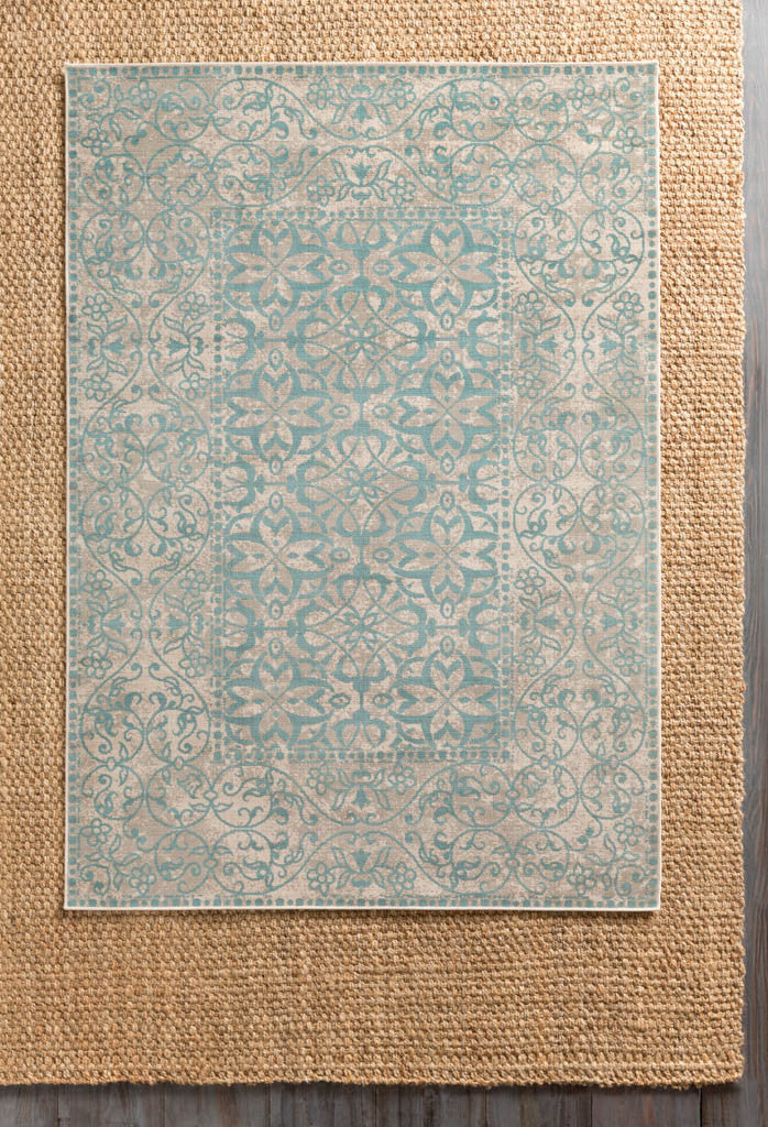 Mavrick Teal/Gray/Beige Area Rug