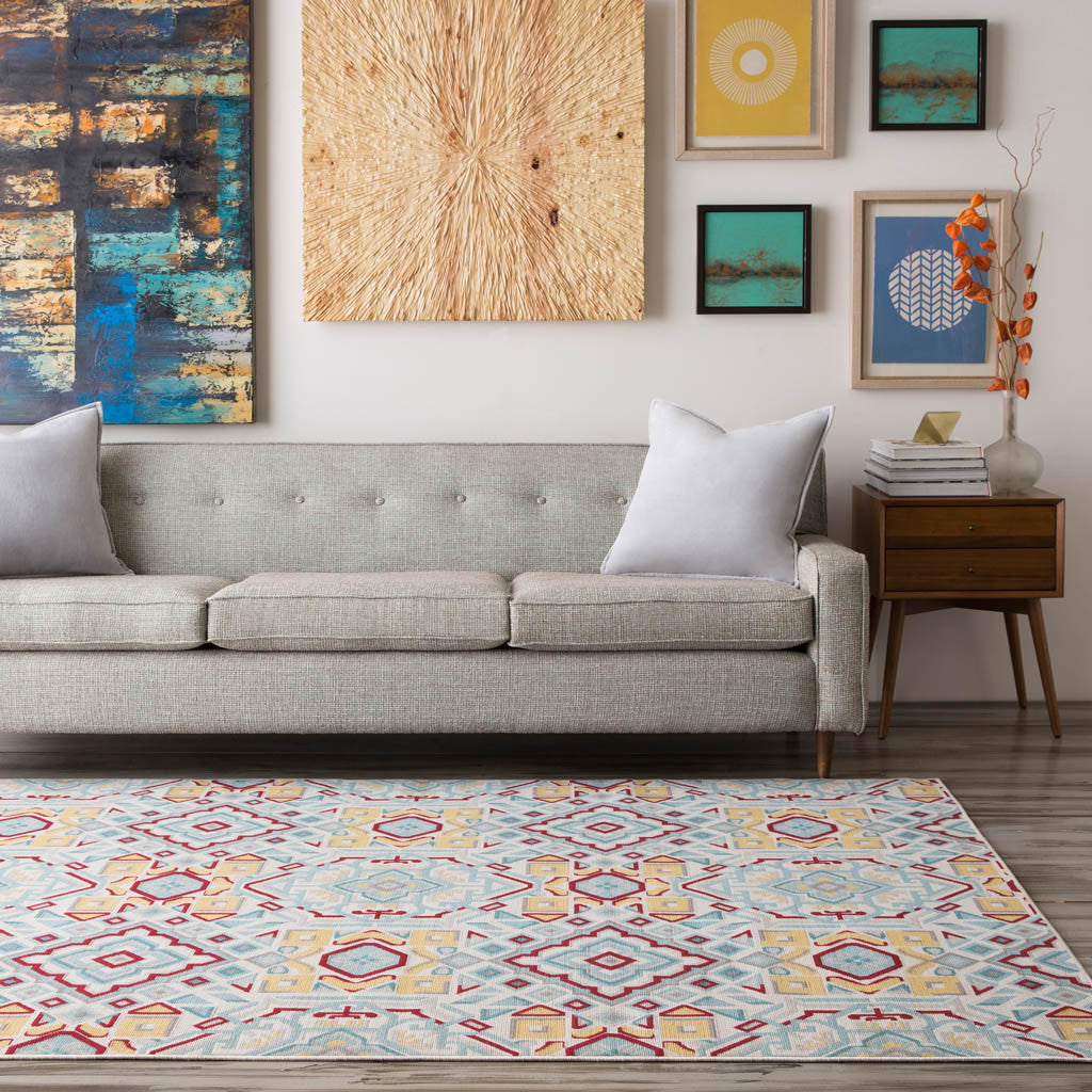 Mavrick Gold/Burgundy/Teal Area Rug