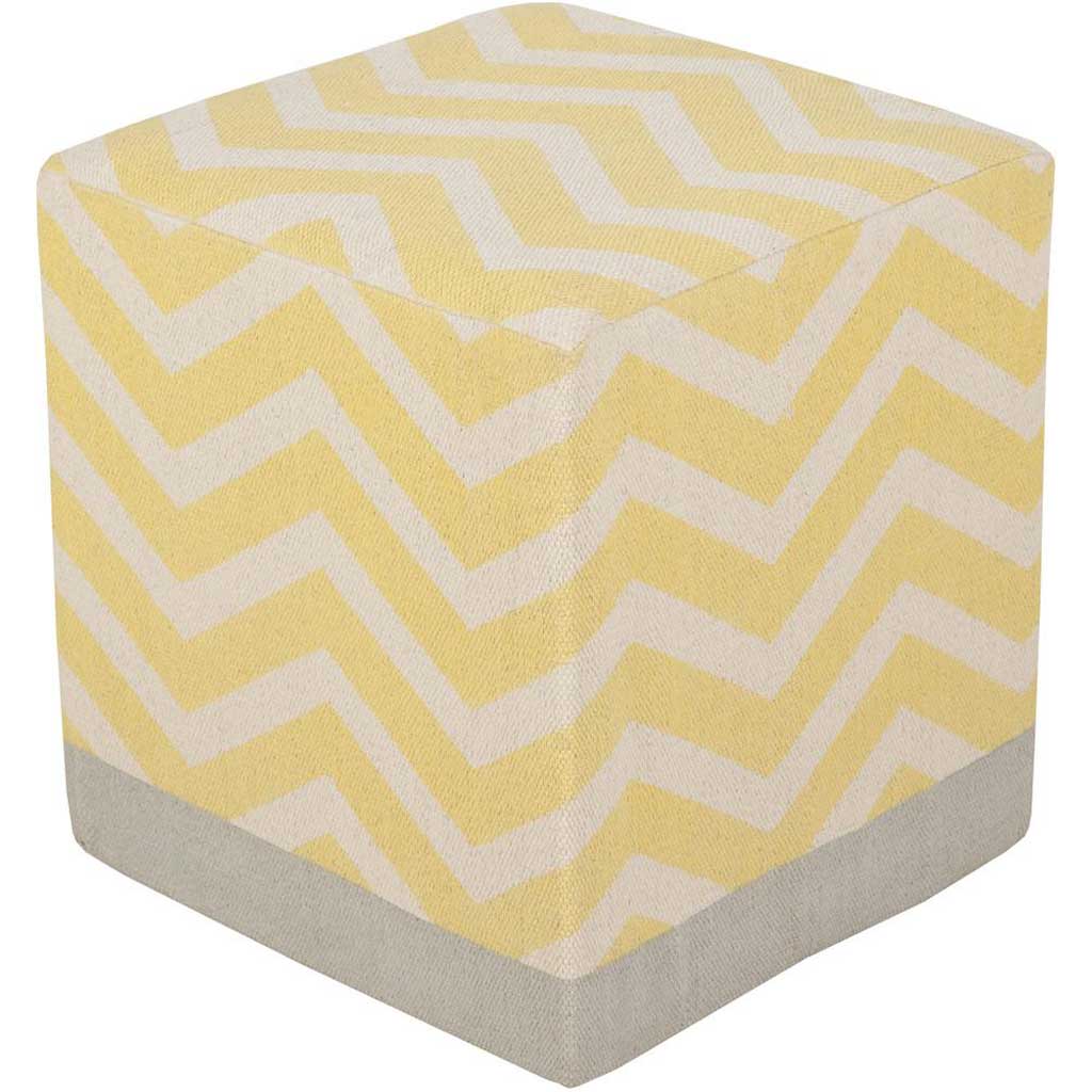 Millie Chevron Yellow Cube Pouf