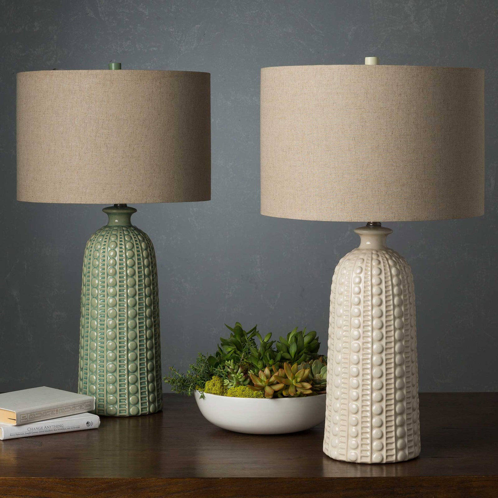 Nelson Table Lamp Camel/Dark Green/Sage