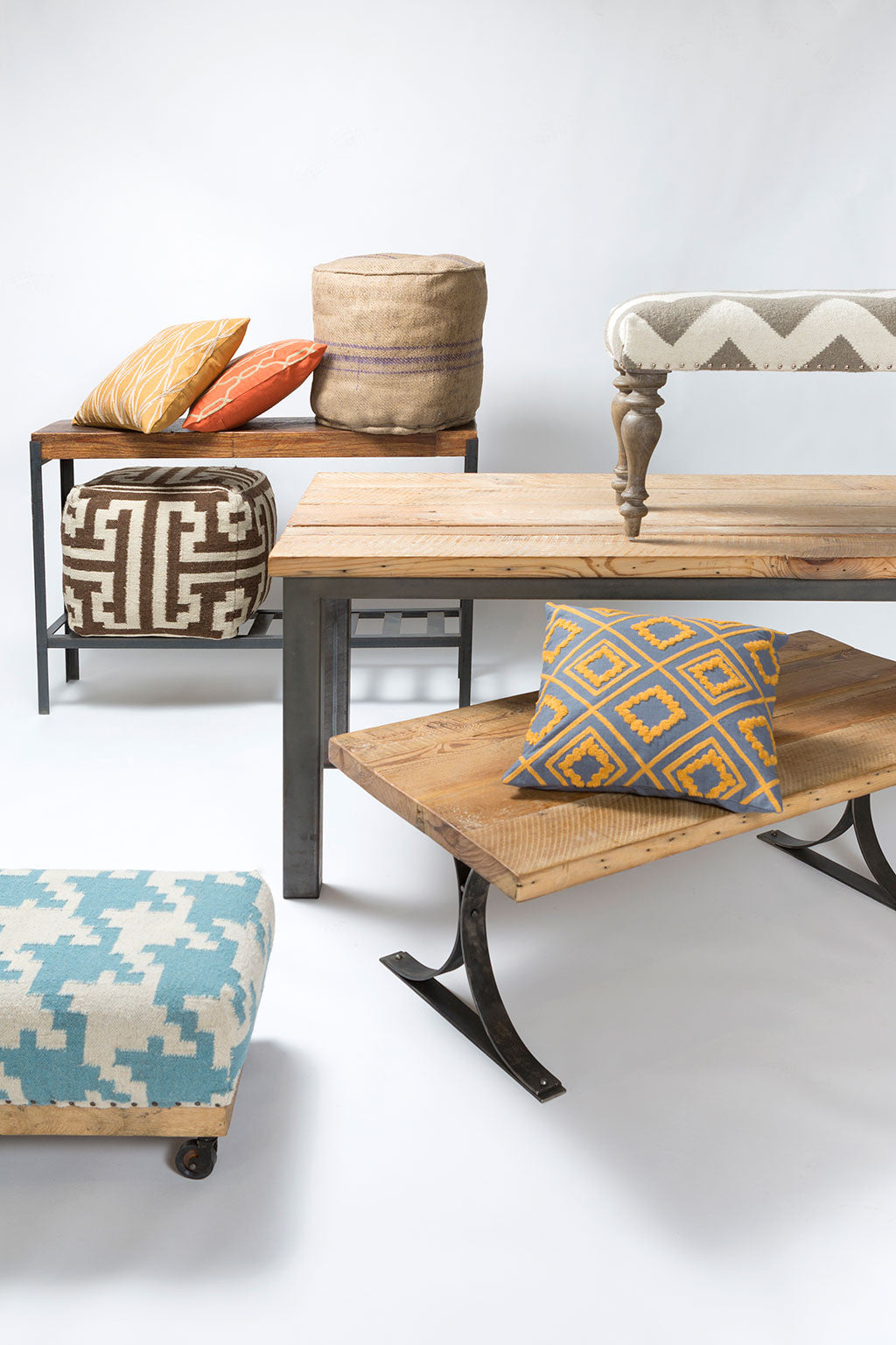 Standard Striped Neutral Cylinder Pouf