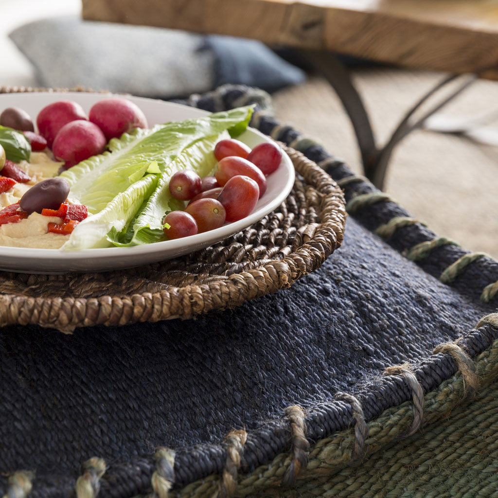 Standard Denim/Dark Green Pouf