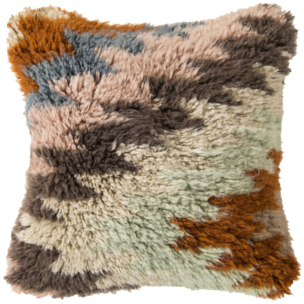 Zig Zagging Delight Sky Blue/Burnt Orange Pillow