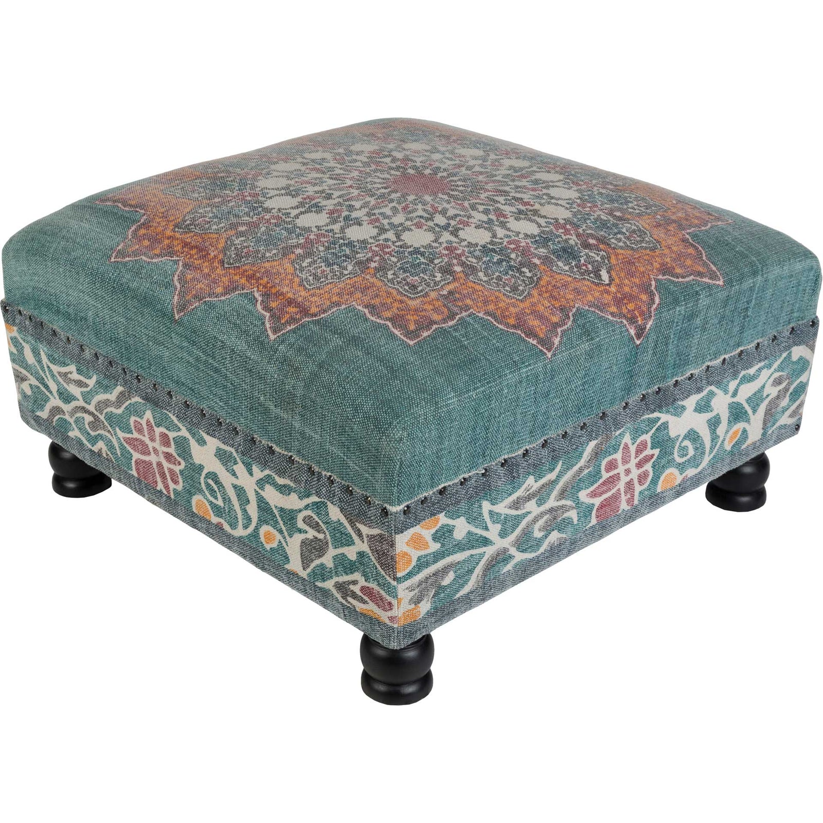 Sumatra Ottoman Sage/Denim/Saffron