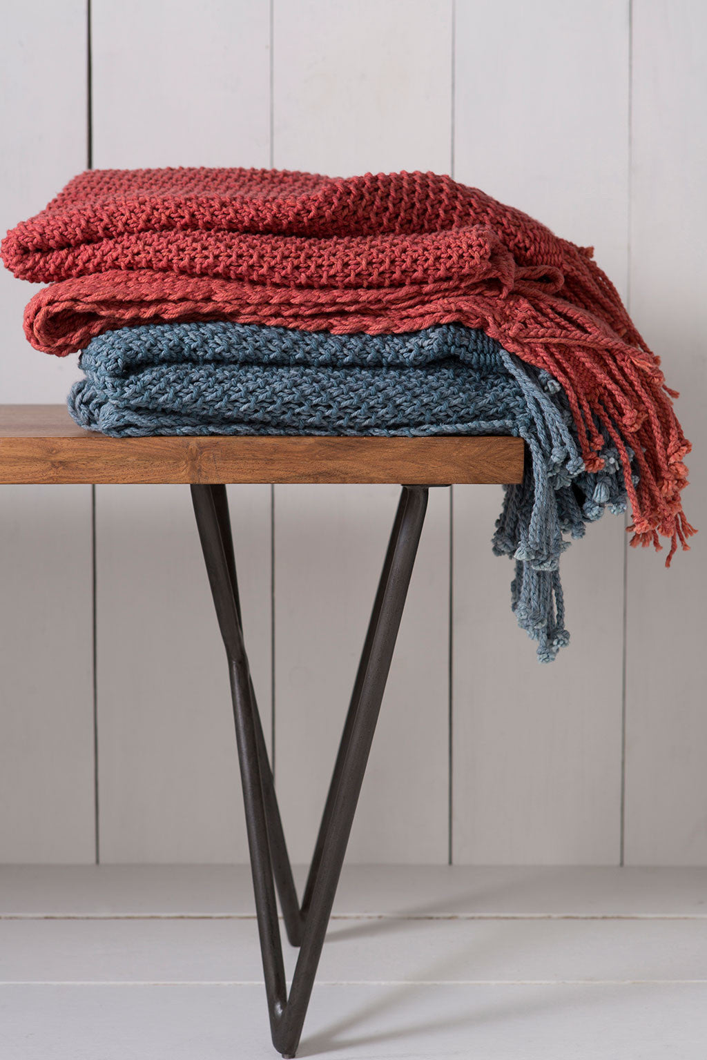 Tibey Solid Blue Throw