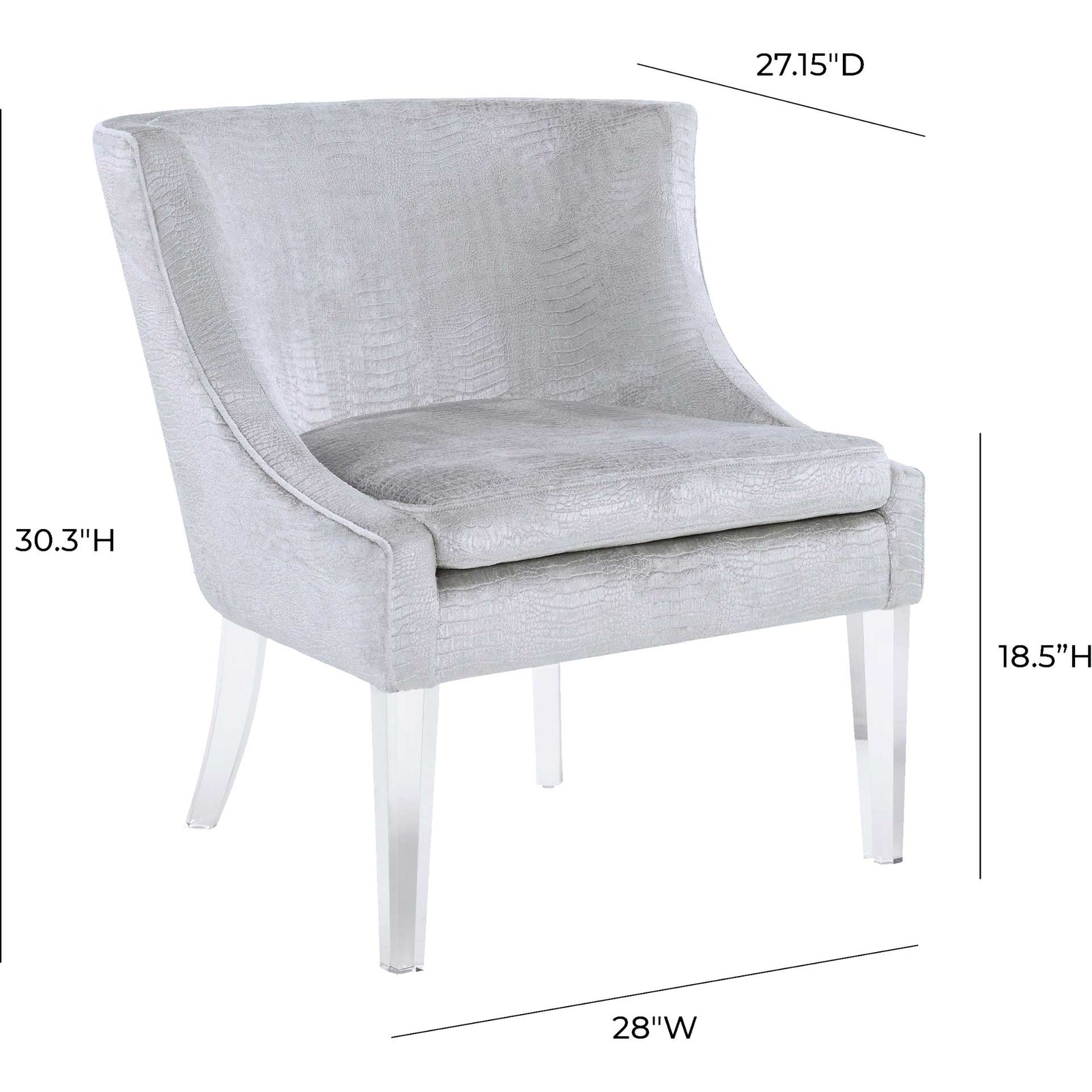 Myrtis Croc Chair Silver