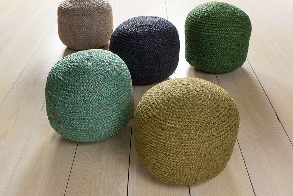 Tropics Solid Teal Cylinder Pouf