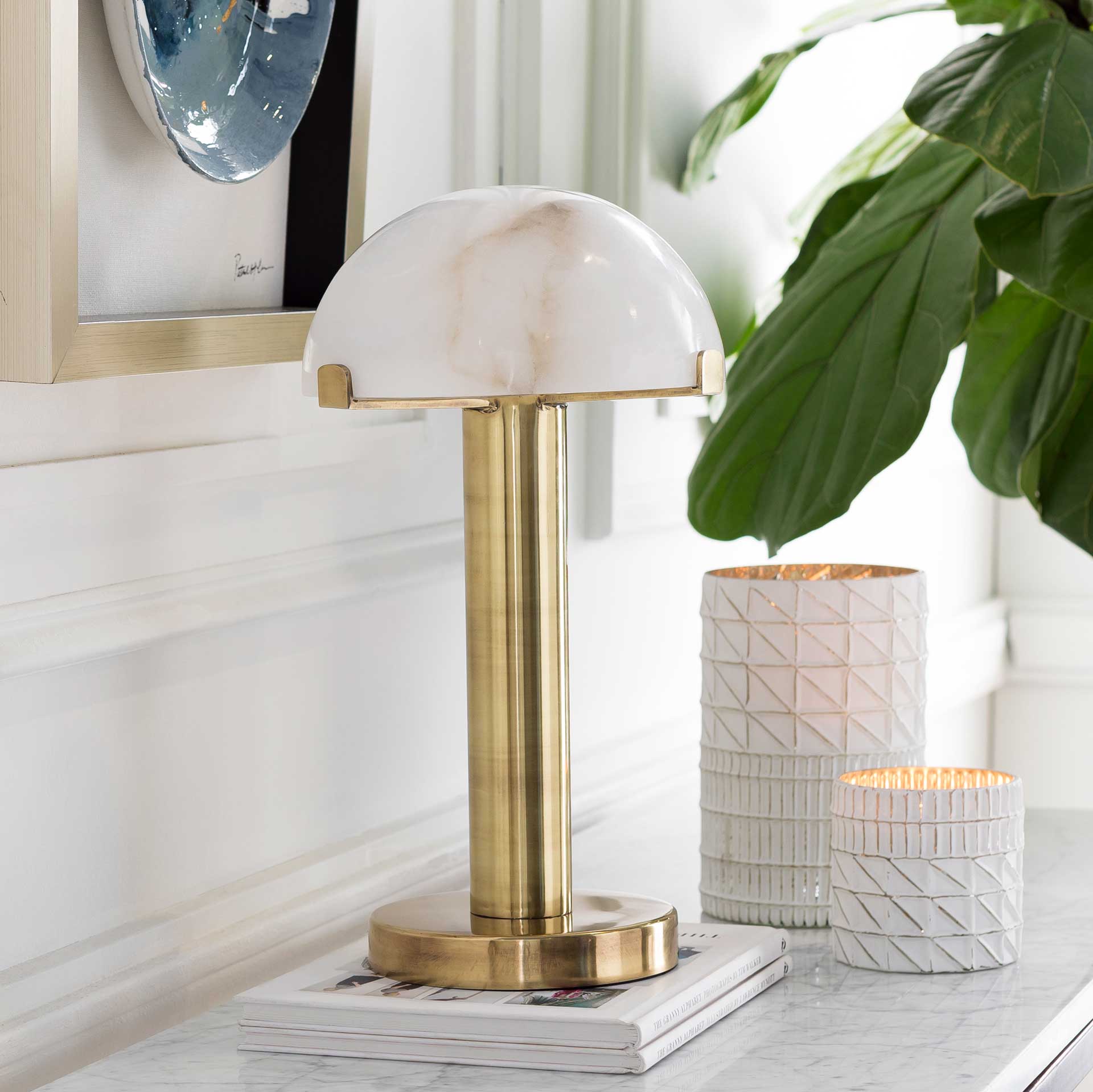 Una Table Lamp Brass/White
