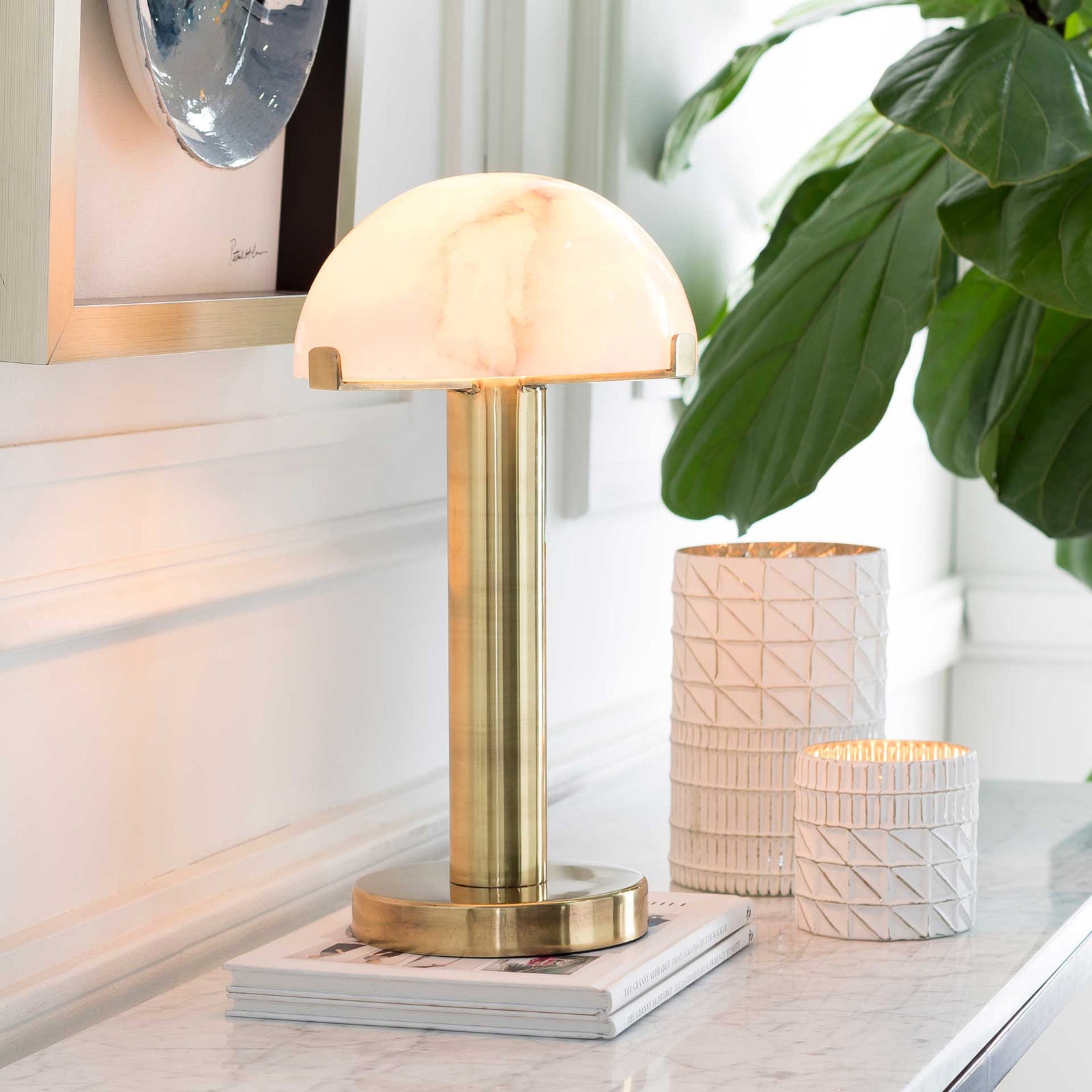 Una Table Lamp Brass/White