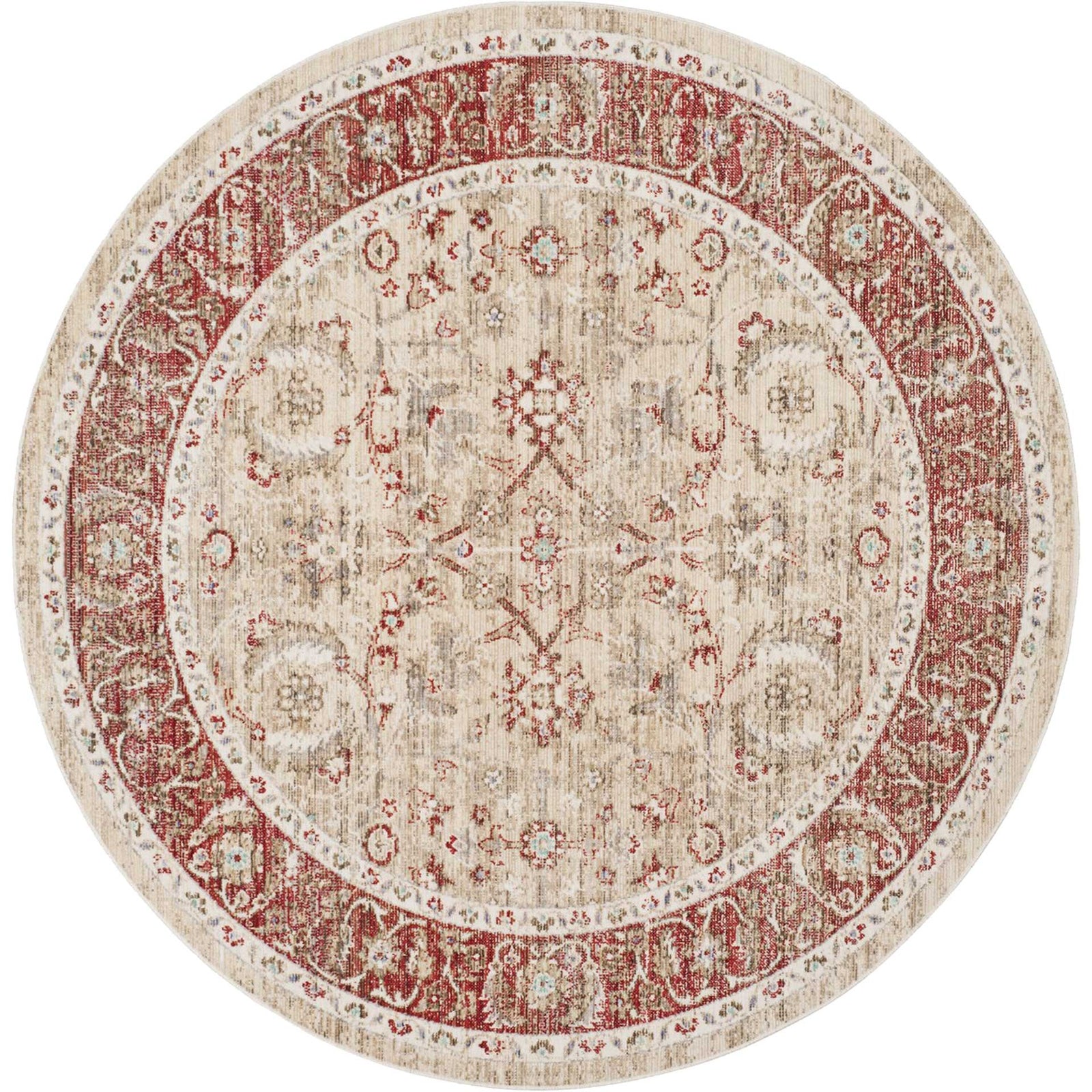 Windsor Ivory/Red Round Rug
