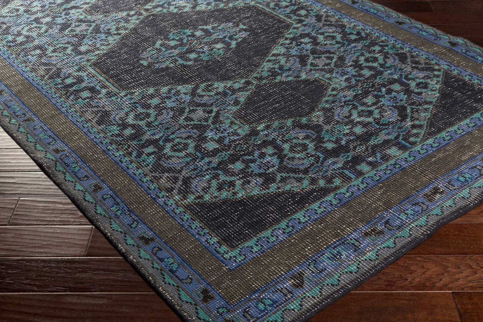 Zahra Slate/Cobalt/Olive Area Rug
