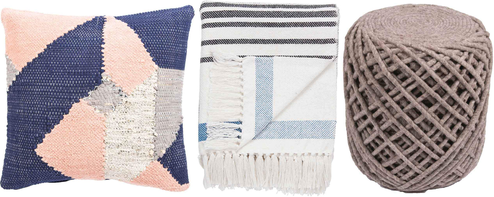 Pillows + Throws + Poufs