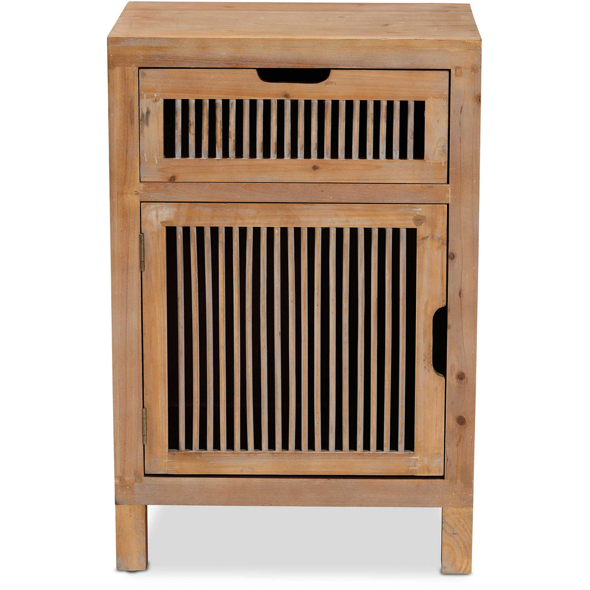 Claudia 1-Door and 1-Drawer Spindle Nightstand Brown