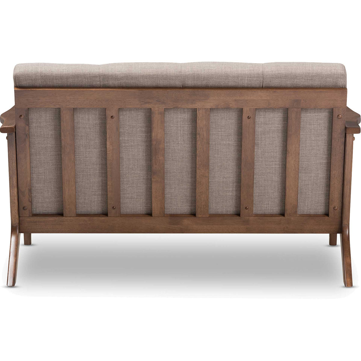 Birdie Fabric Tufted Loveseat Light Gray/Walnut