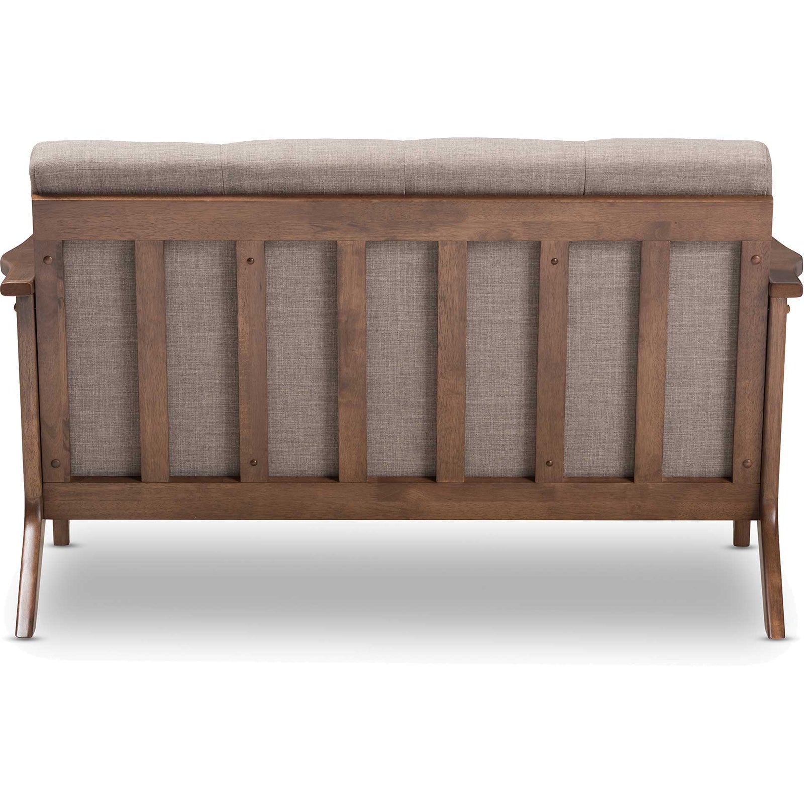 Birdie Fabric Tufted Loveseat Light Gray/Walnut