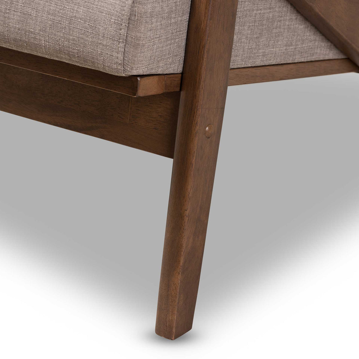 Birdie Fabric Tufted Loveseat Light Gray/Walnut