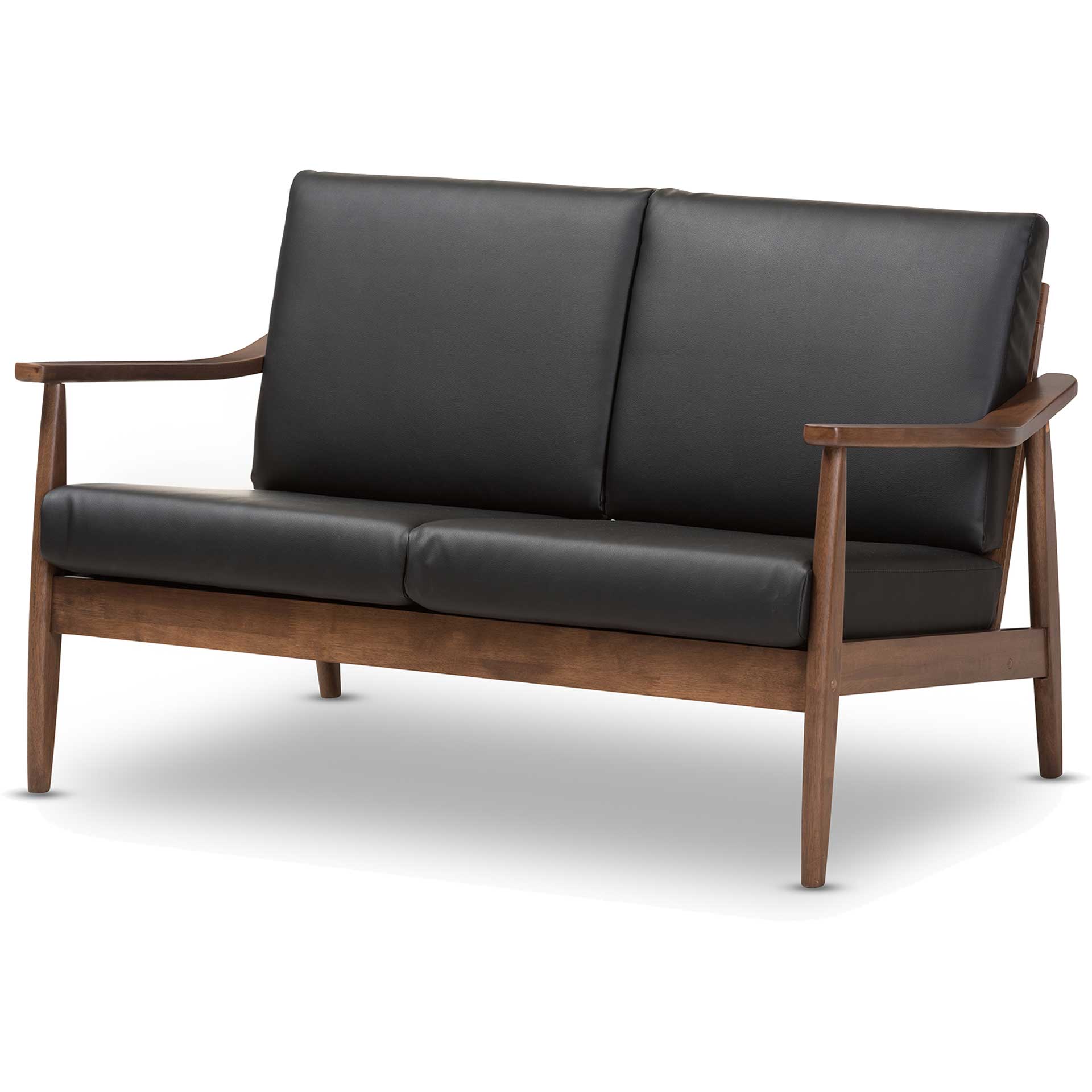 Vega Faux Leather Loveseat Black/Walnut