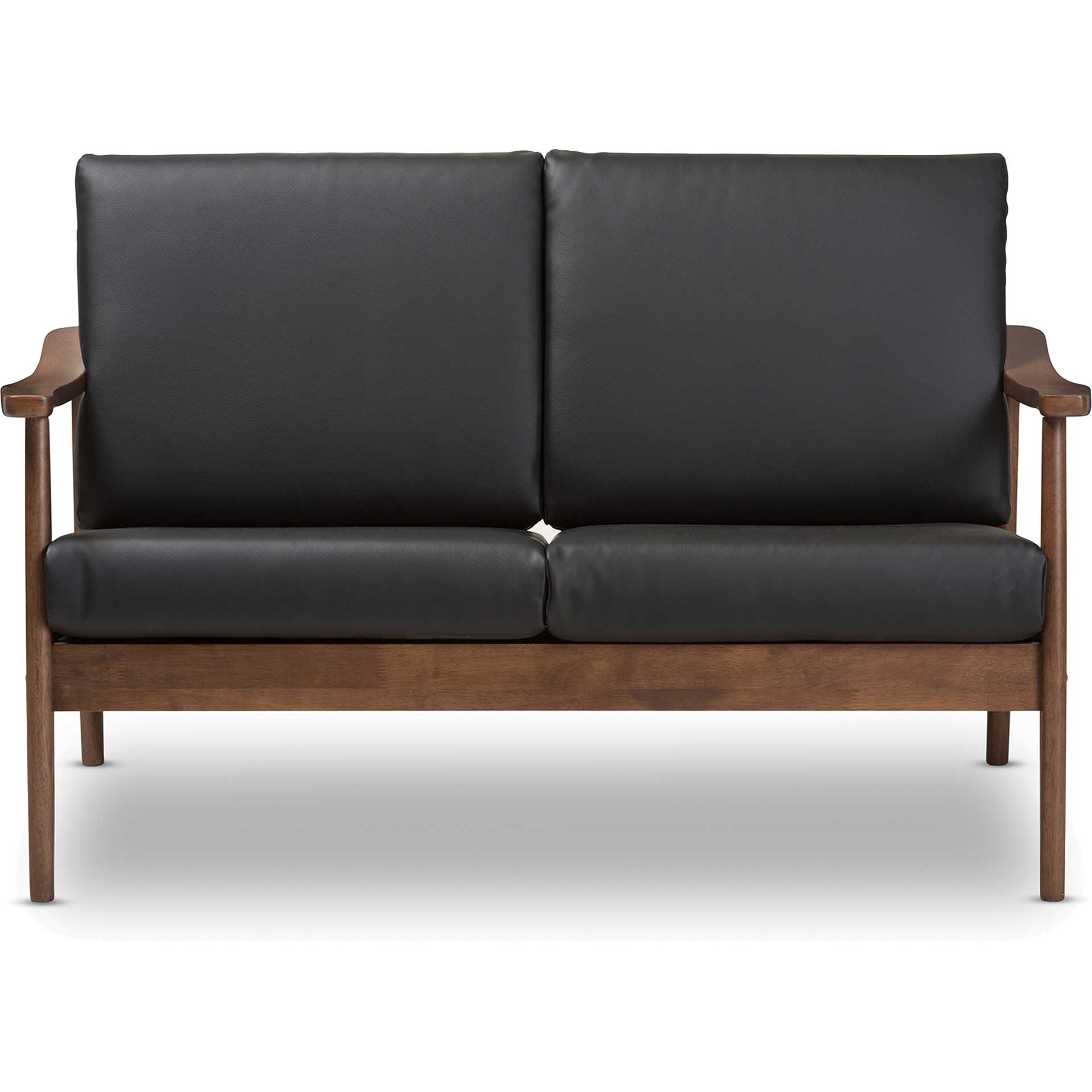 Vega Faux Leather Loveseat Black/Walnut