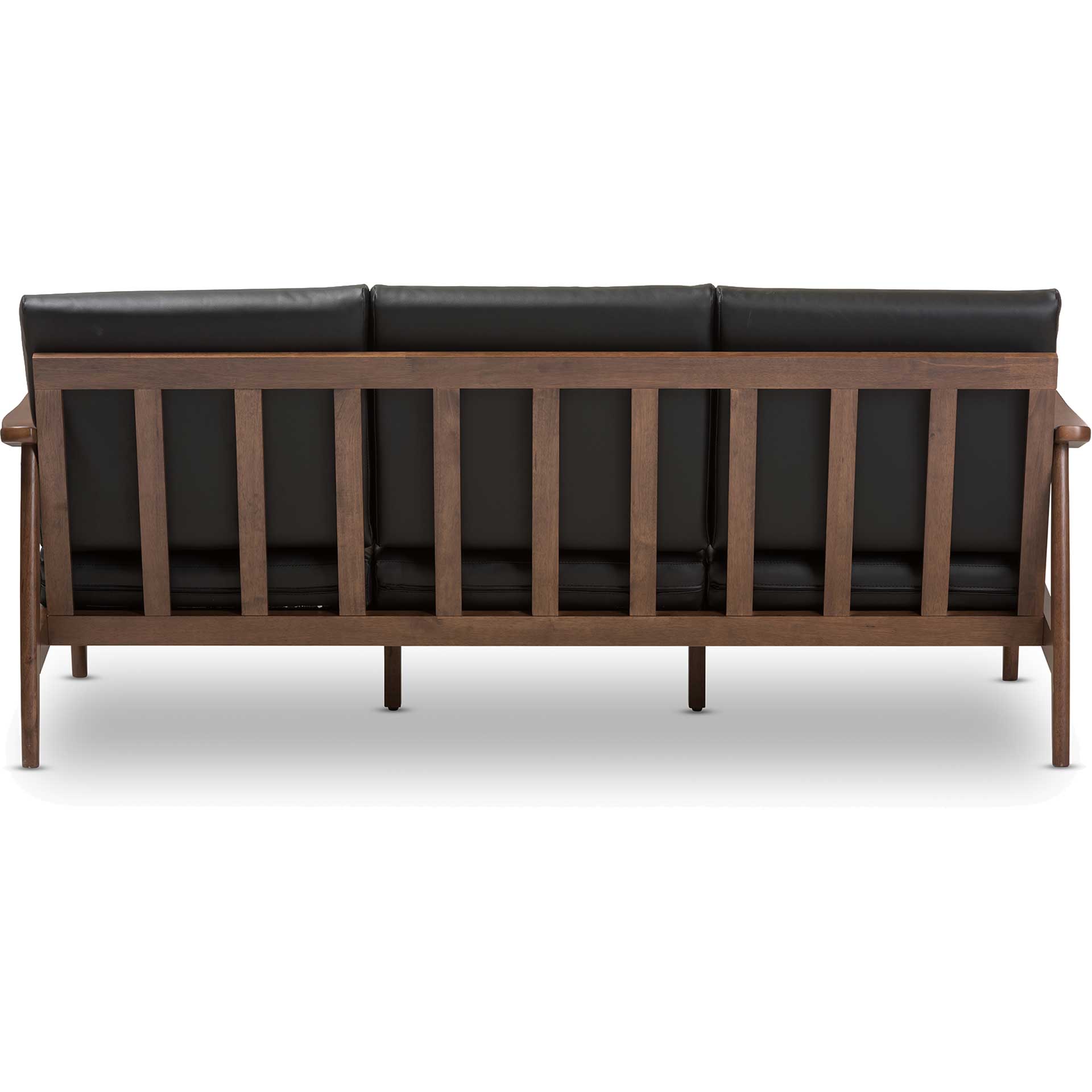 Vega Faux Leather Sofa Black/Walnut