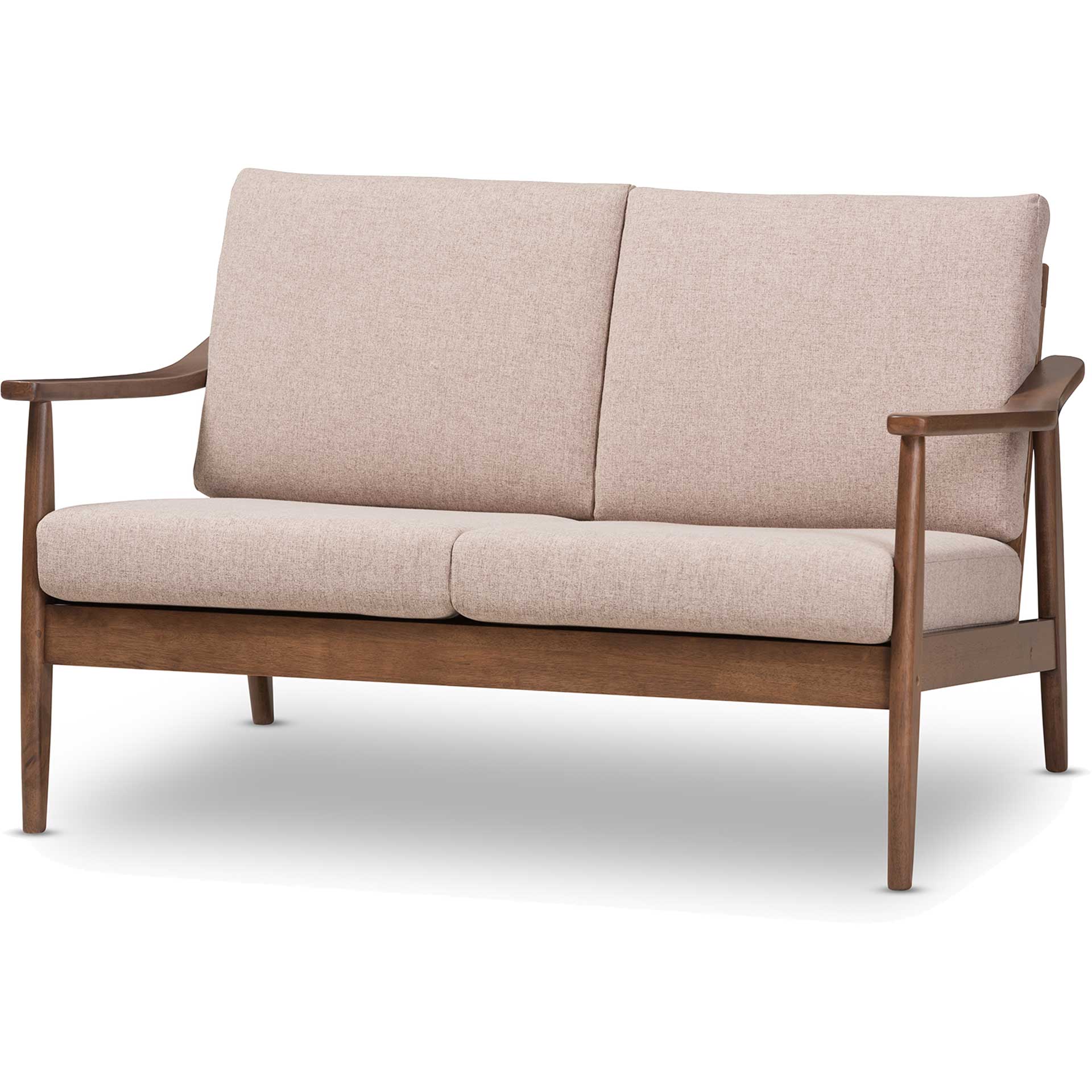 Vega Fabric Upholstered Loveseat Light Brown/Walnut