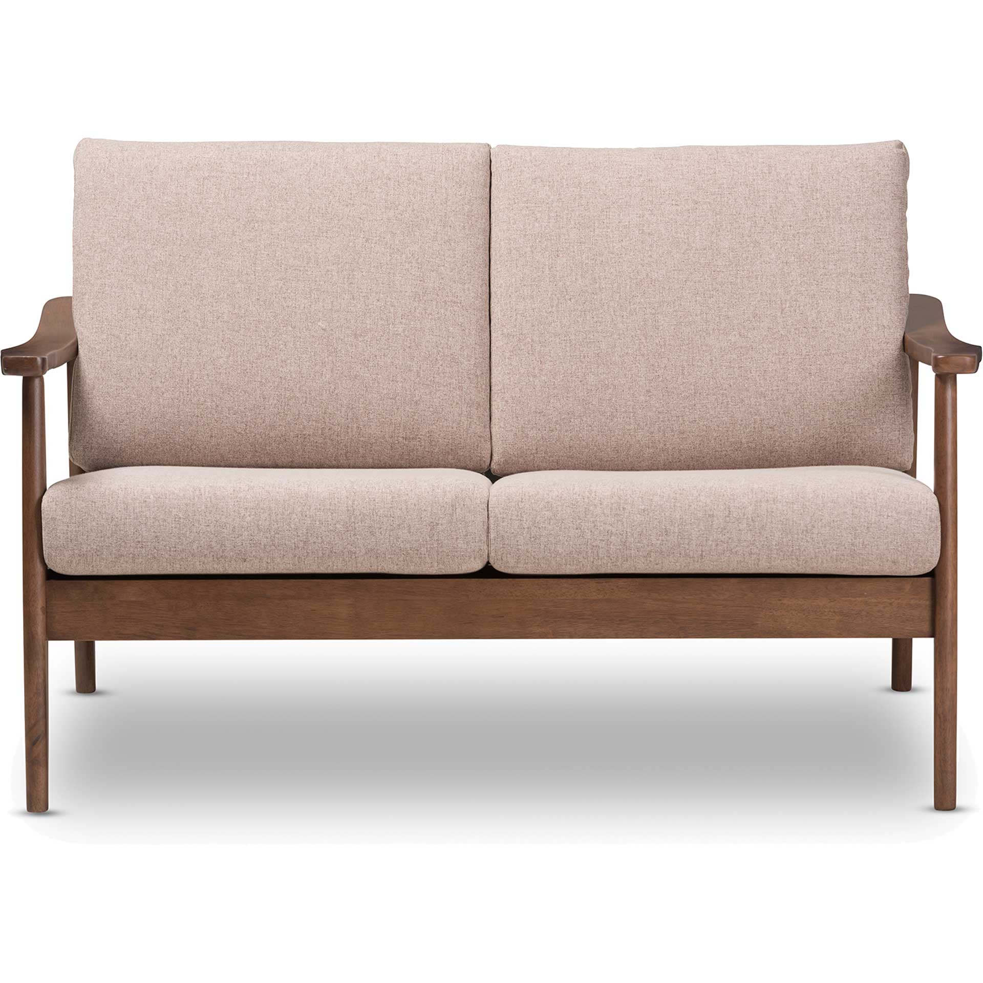 Vega Fabric Upholstered Loveseat Light Brown/Walnut