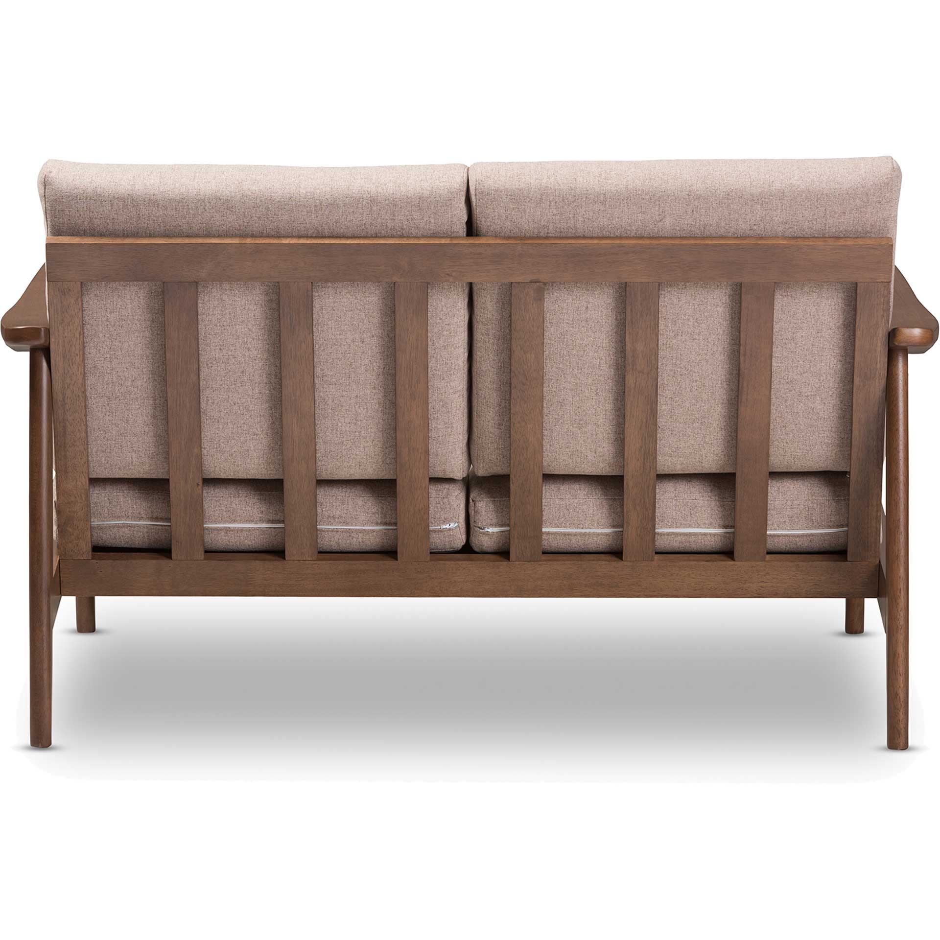 Vega Fabric Upholstered Loveseat Light Brown/Walnut