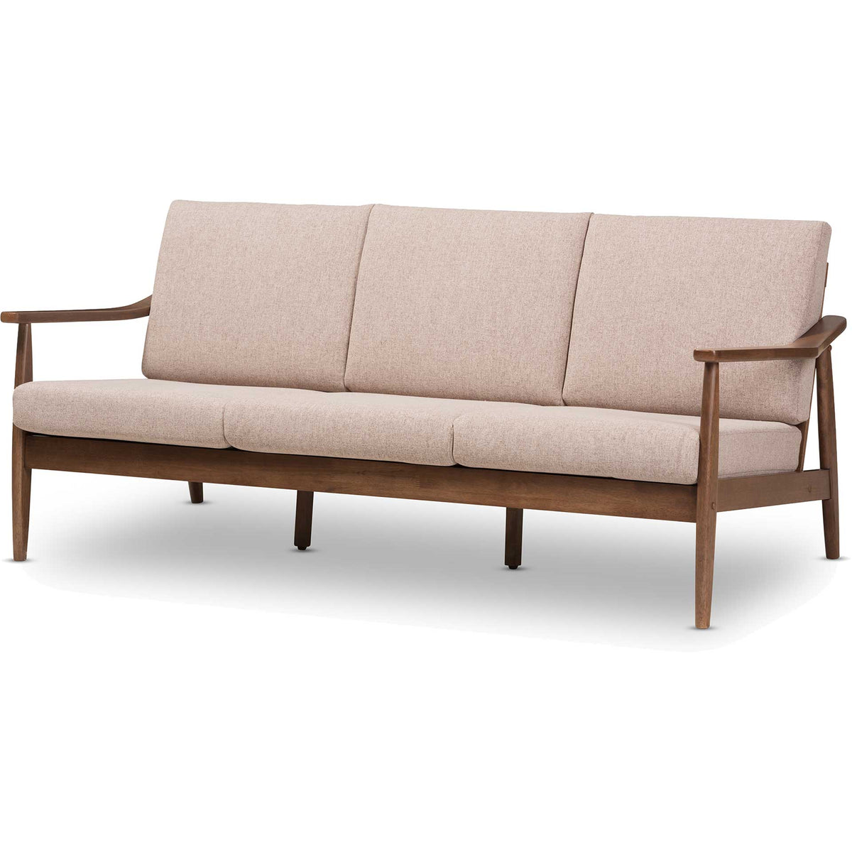 Vega Fabric Upholstered Sofa Light Brown/Walnut