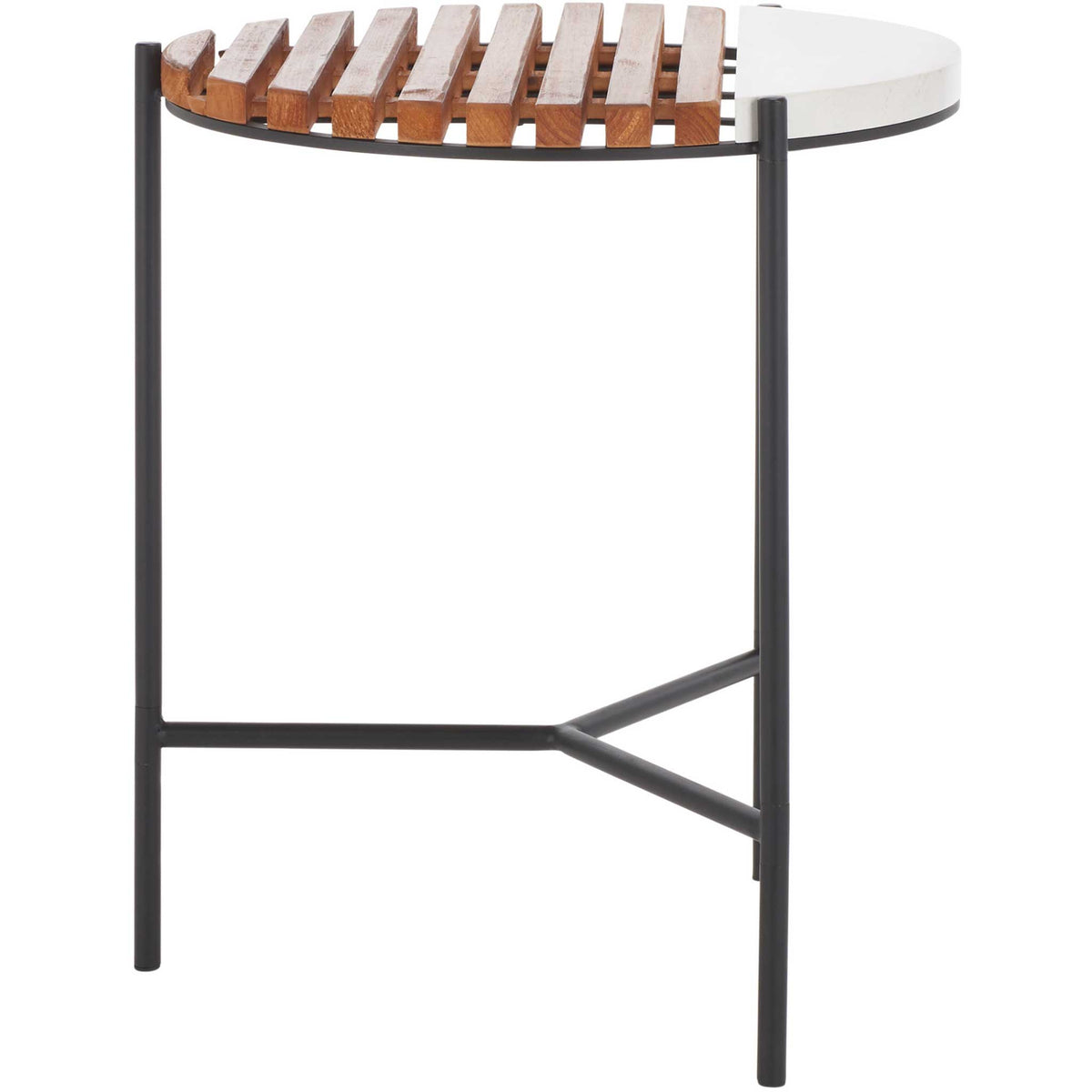 Sculptural profile highlights the mixed-material top and airy triangular stretcher || ACC2502A || side_studio