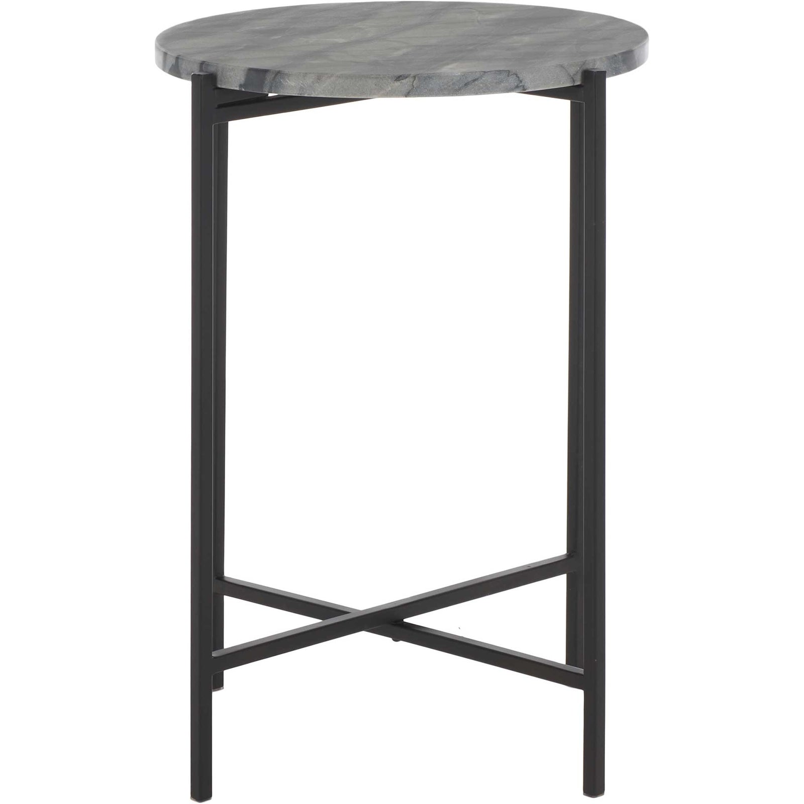 Clean-lined X-stretcher adds stability beneath the round marble surface || ACC4604A || side_studio