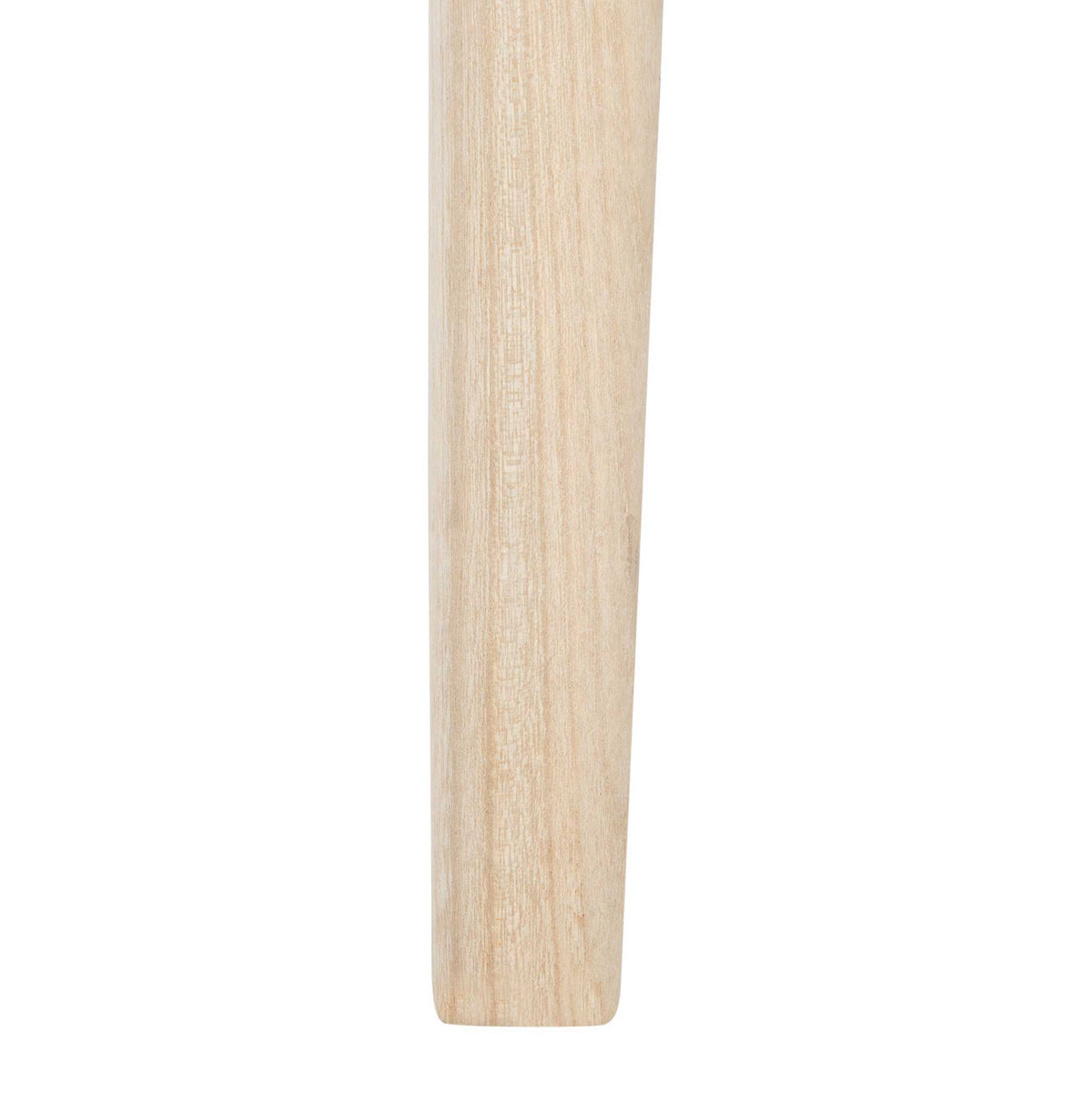A light natural wood leg reveals subtle grain and a gently tapered form