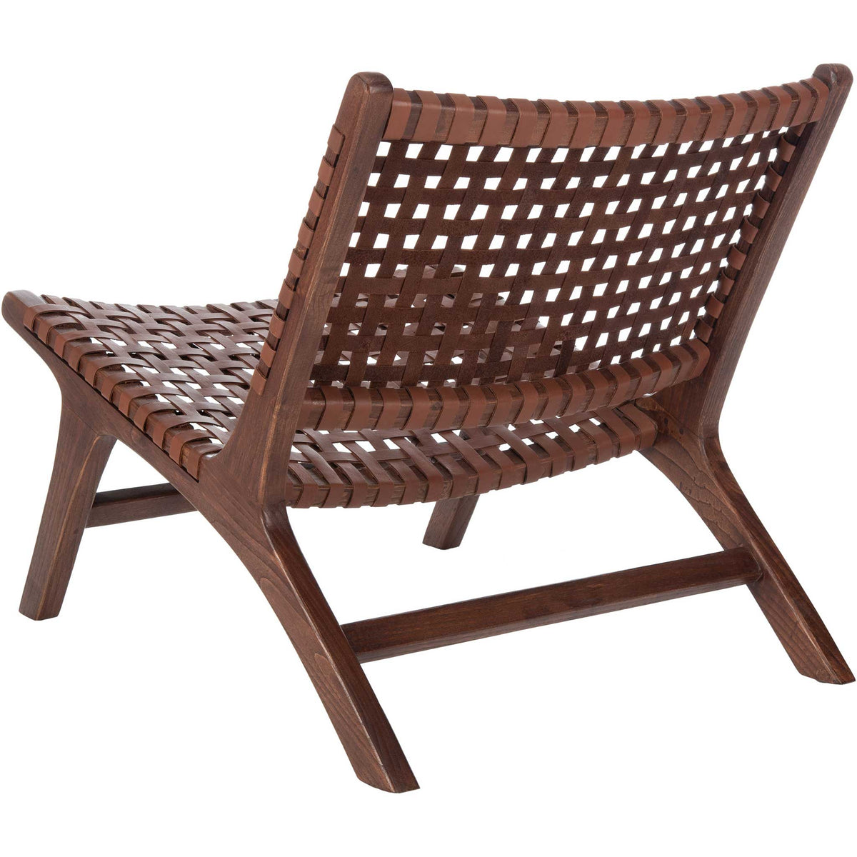 Luke Leather Woven Accent Chair Cognac/Brown