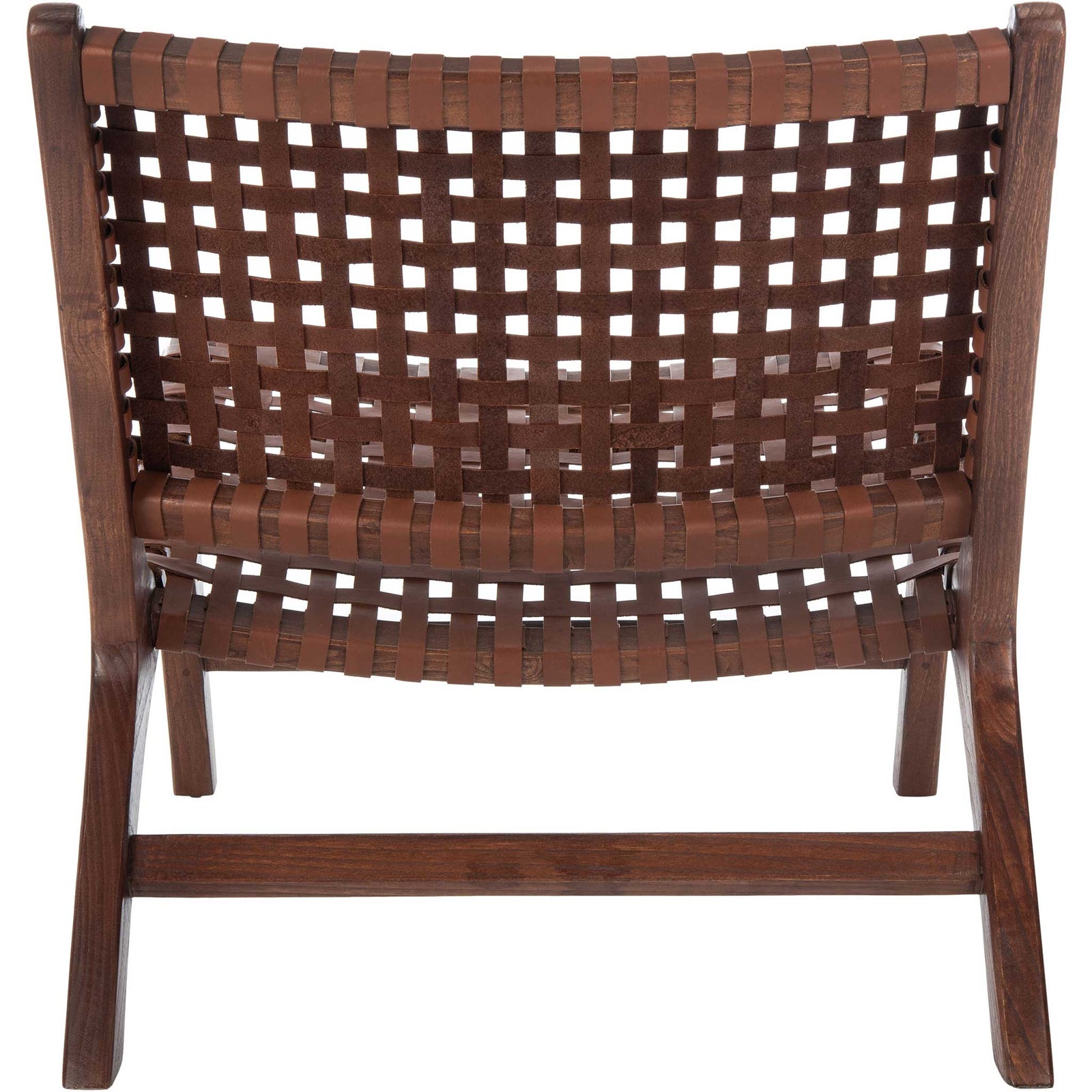 Luke Leather Woven Accent Chair Cognac/Brown