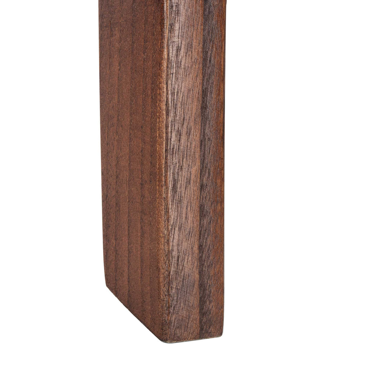 Visible brown wood grain enriches the solid, gently tapered foot of this chair.