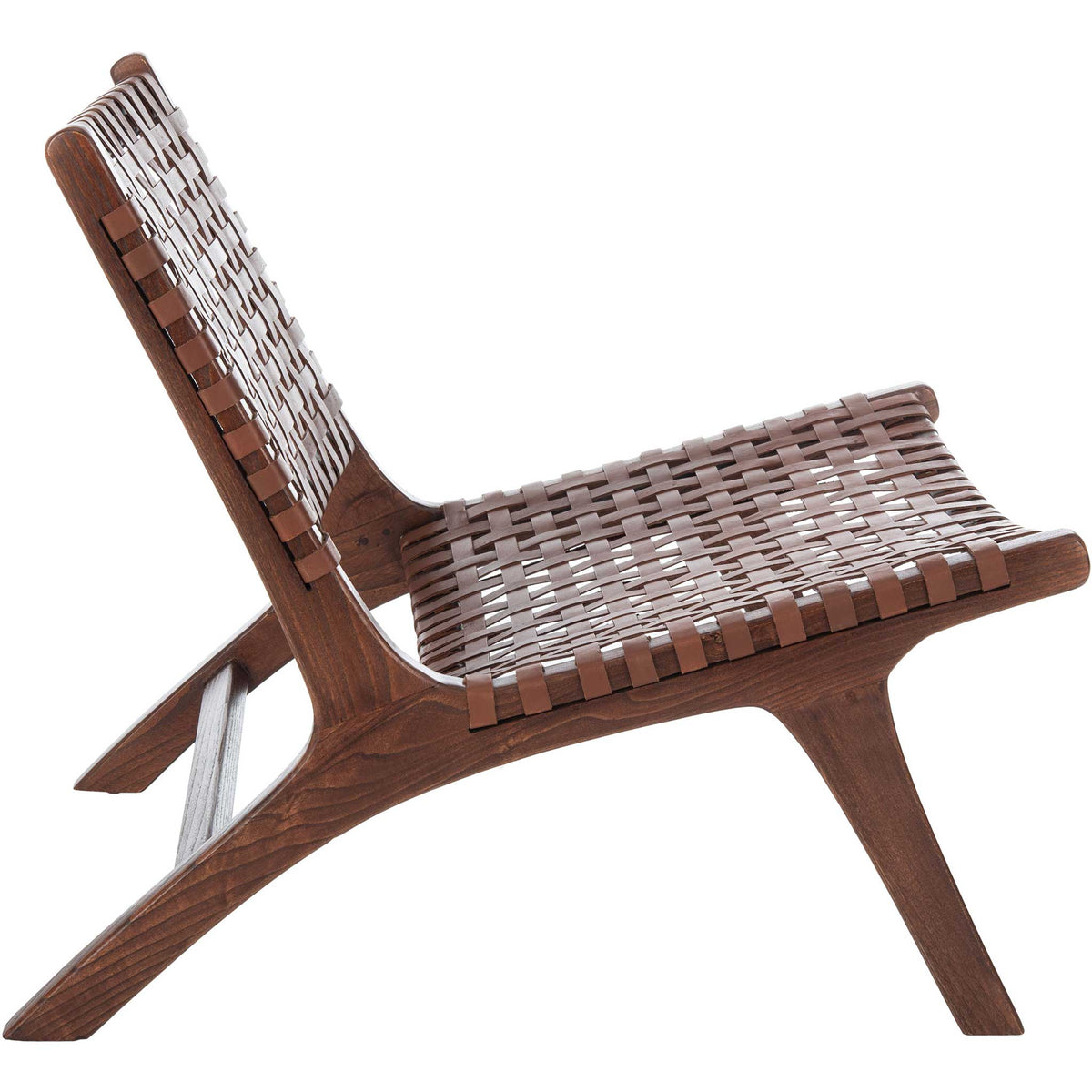 Luke Leather Woven Accent Chair Cognac/Brown