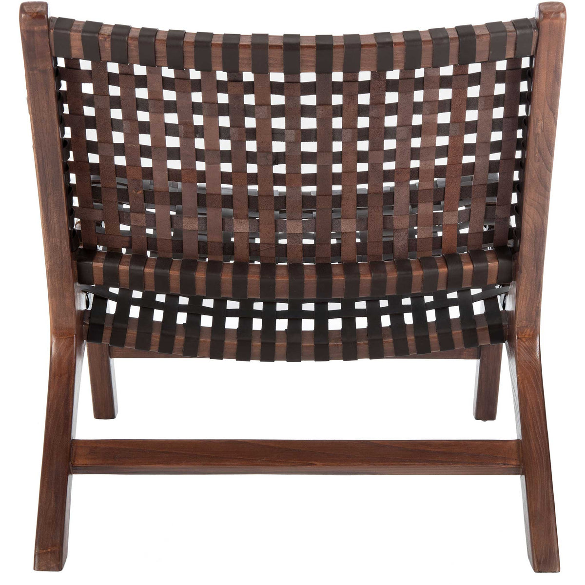 Luke Leather Woven Accent Chair Brown