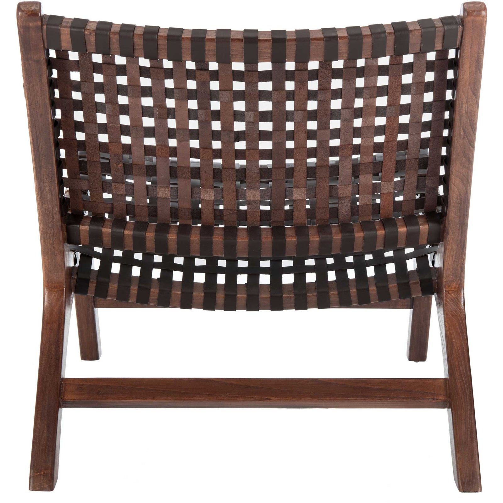 Luke Leather Woven Accent Chair Brown