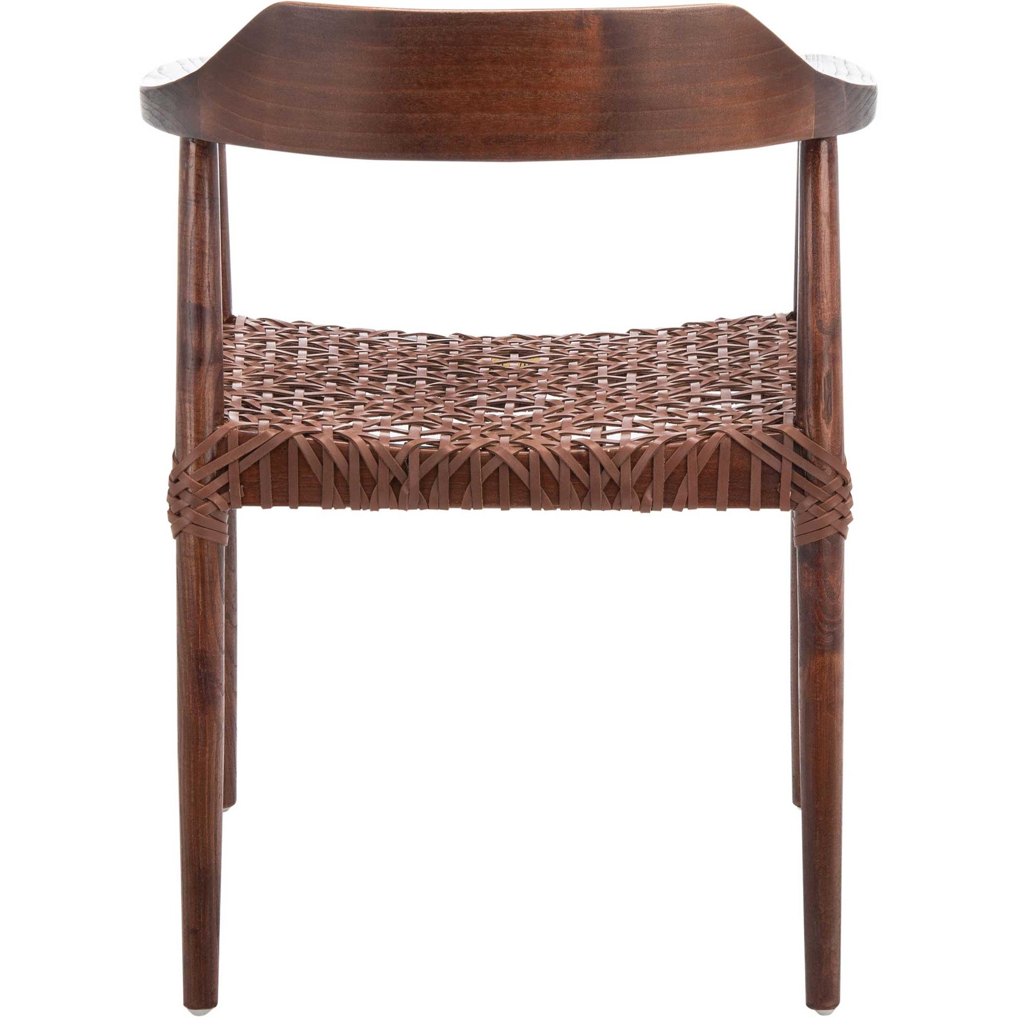 Murray Leather Woven Accent Chair Walnut/Cognac