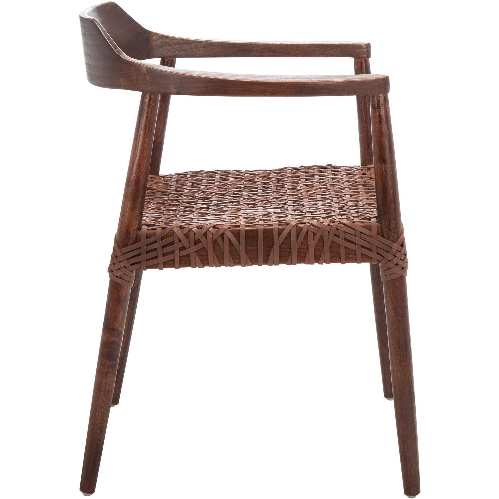 Murray Leather Woven Accent Chair Walnut/Cognac