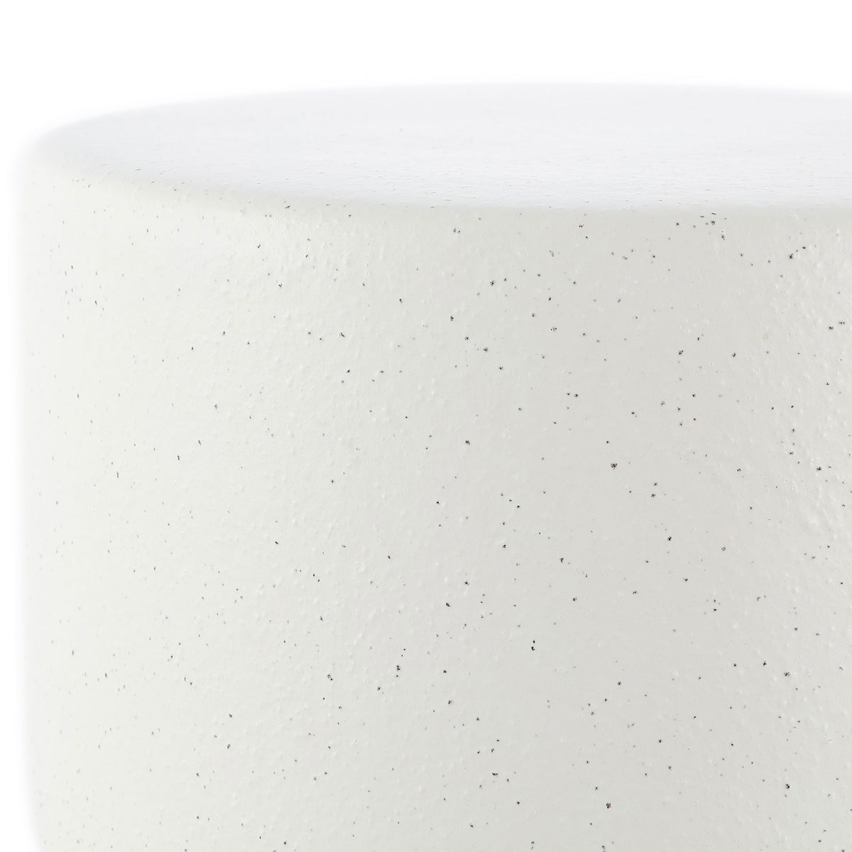 Softly rounded seat edge and tiny dark flecks accent the white ceramic stool || ACS4593B || detail_studio