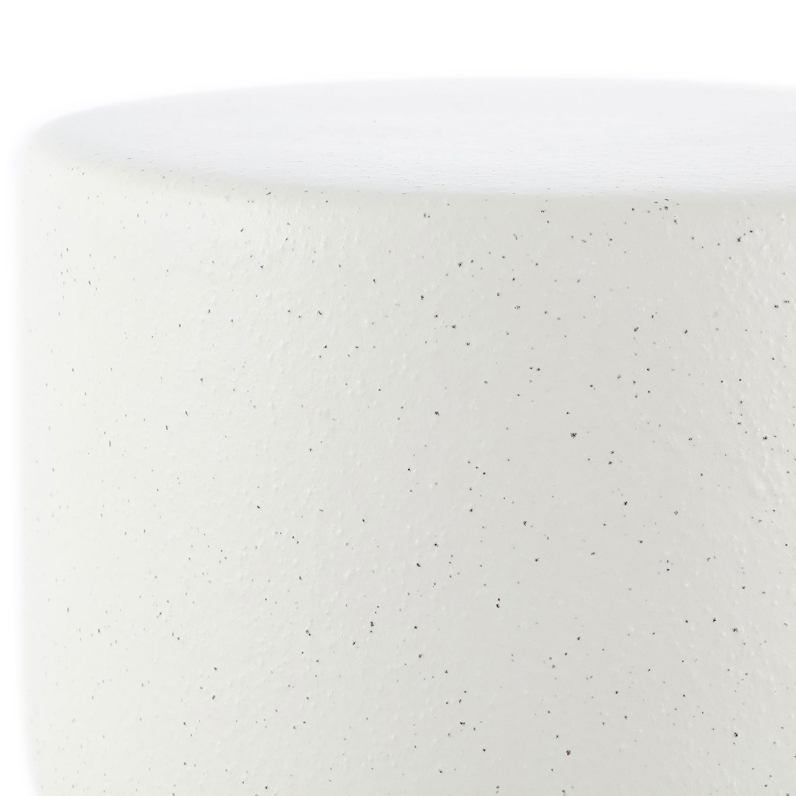 Softly rounded seat edge and tiny dark flecks accent the white ceramic stool || ACS4593B || detail_studio