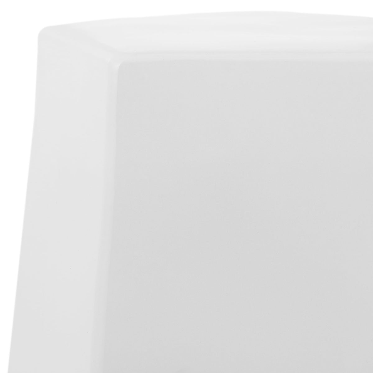 Smooth white ceramic surfaces meet at the stool's gently rounded top edge || ACS4596A || detail_studio
