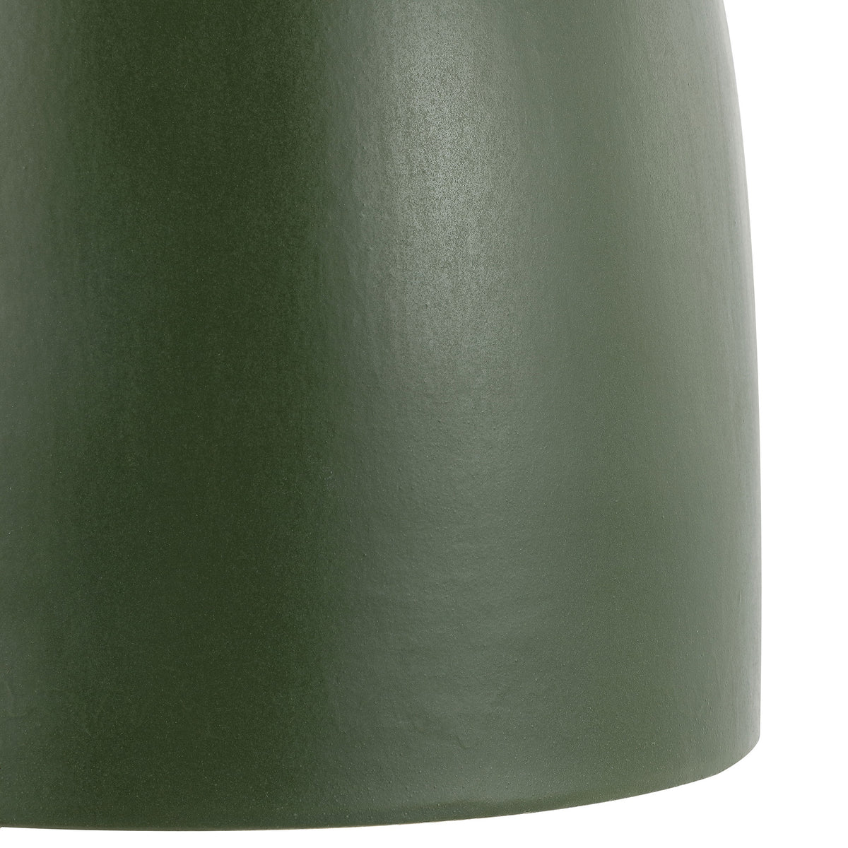 A gently flared pedestal gives the moss green ceramic stool its smooth, sculptural profile. || ACS4598C || leg_studio