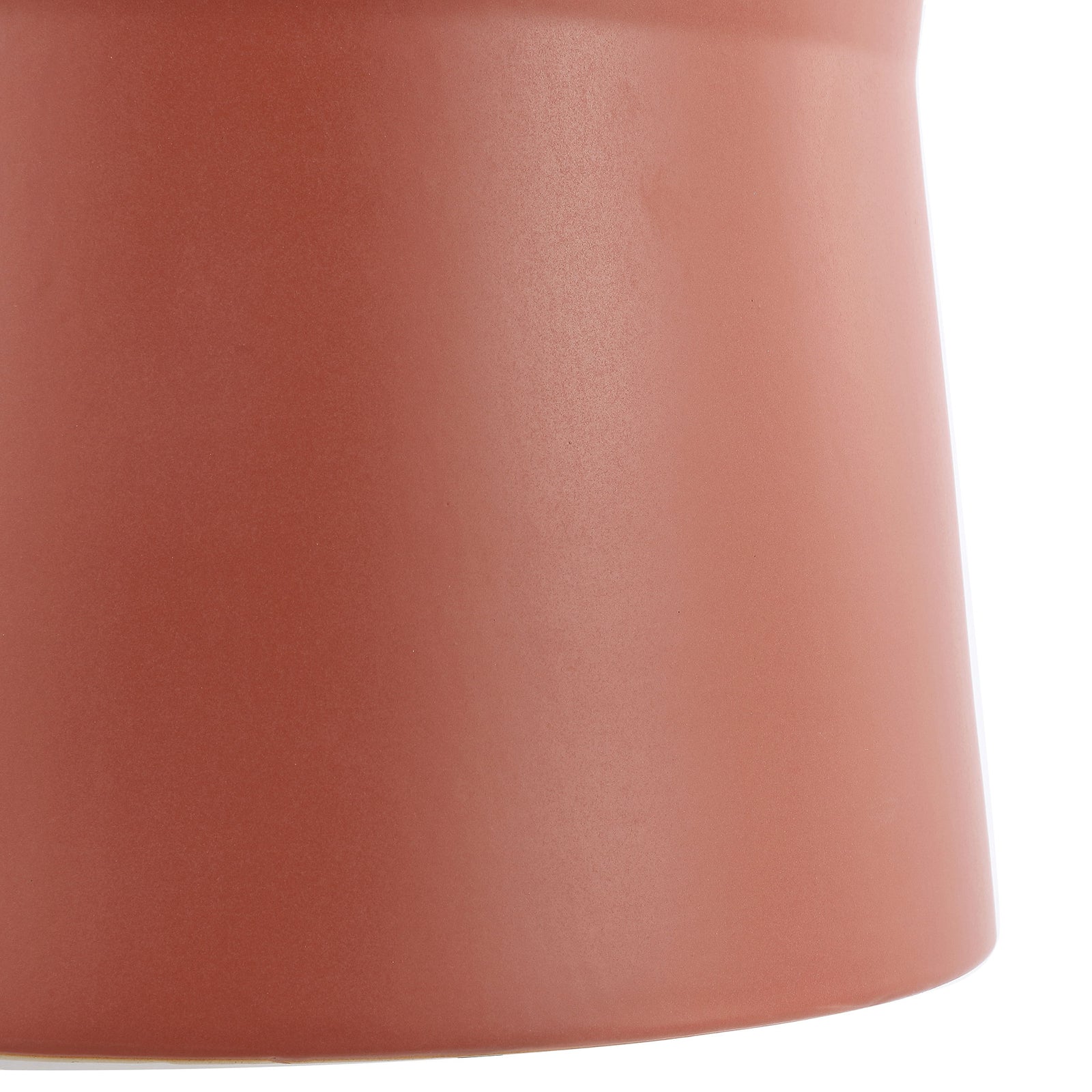 Flared terracotta ceramic base lends the sculptural stool a grounded profile || ACS4599B || leg_studio