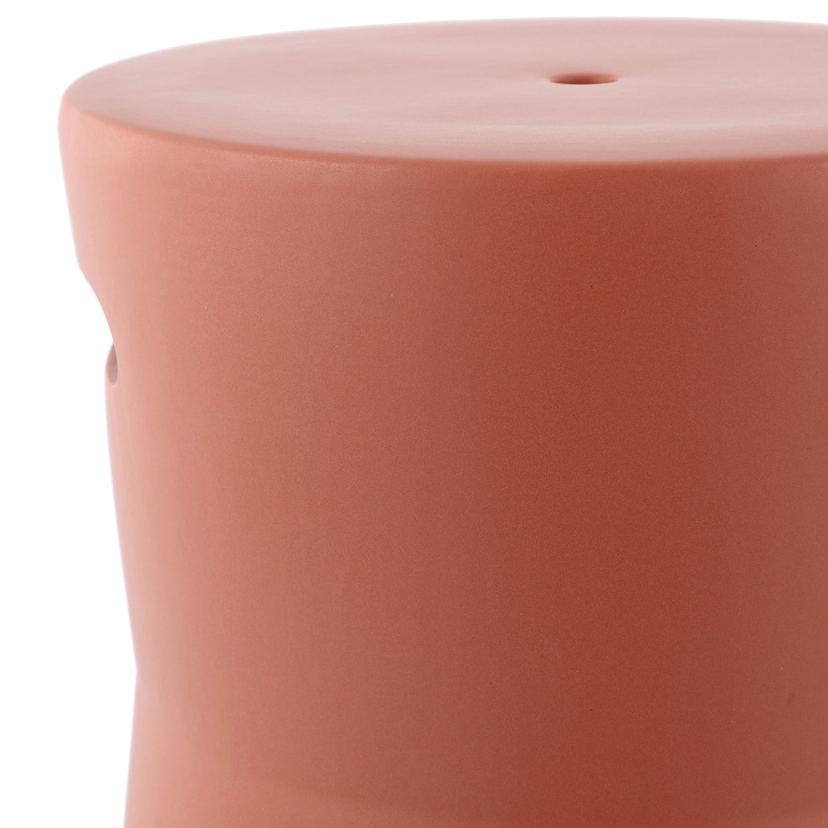 Smooth terracotta ceramic flows from a softly rounded seat into a gently tapered body || ACS4599B || detail_studio