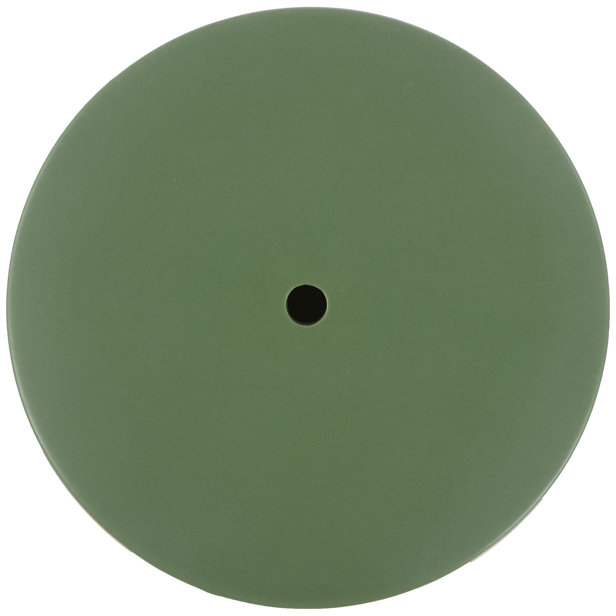 Round moss-green ceramic seat features a small centered opening and a smooth surface || ACS4599D || top_studio