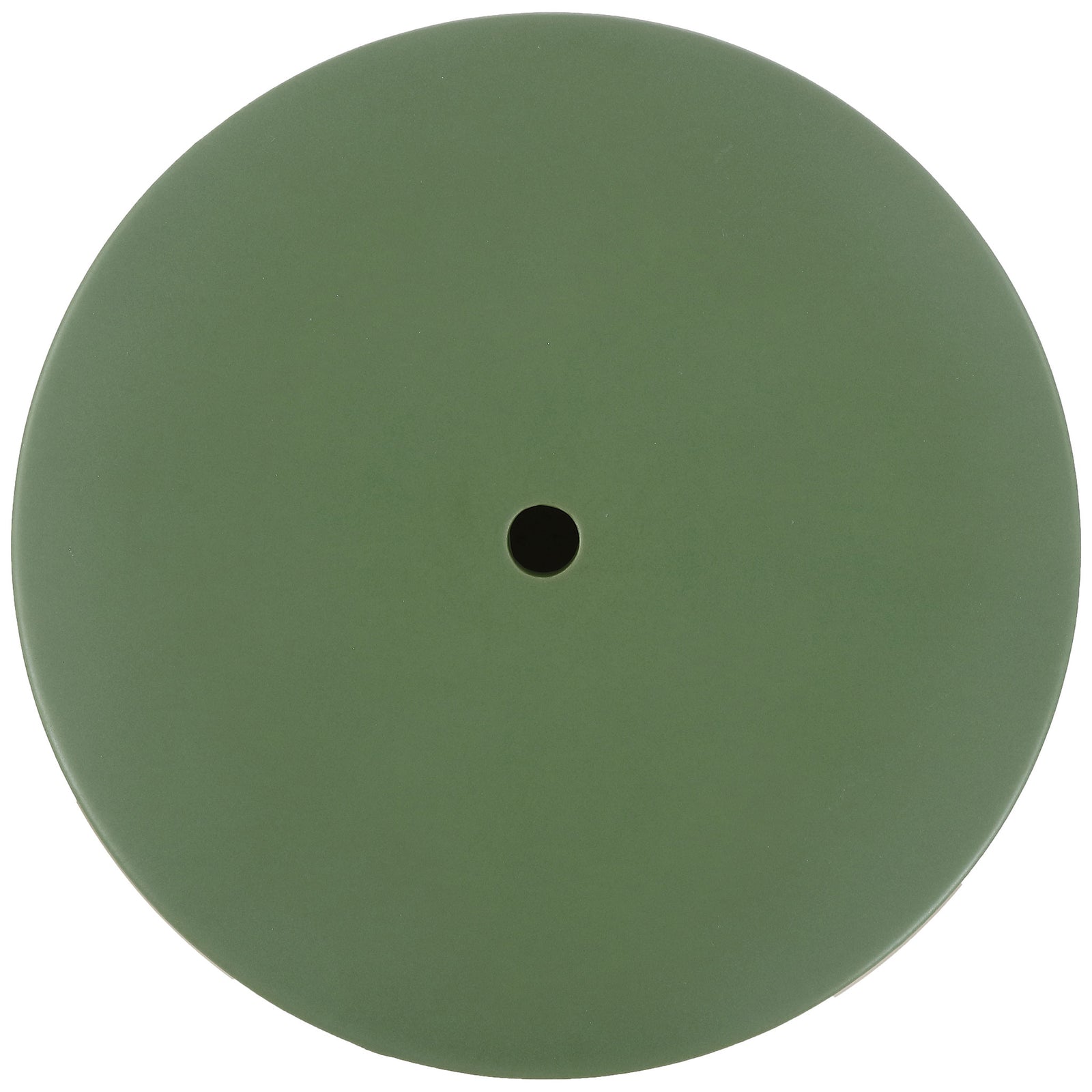 Round moss-green ceramic seat features a small centered opening and a smooth surface || ACS4599D || top_studio