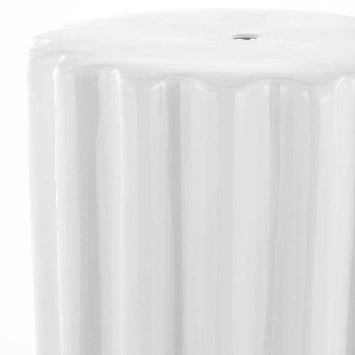 White glazed ceramic pairs a softly scalloped top with elegant vertical fluting || ACS4600A || detail_studio