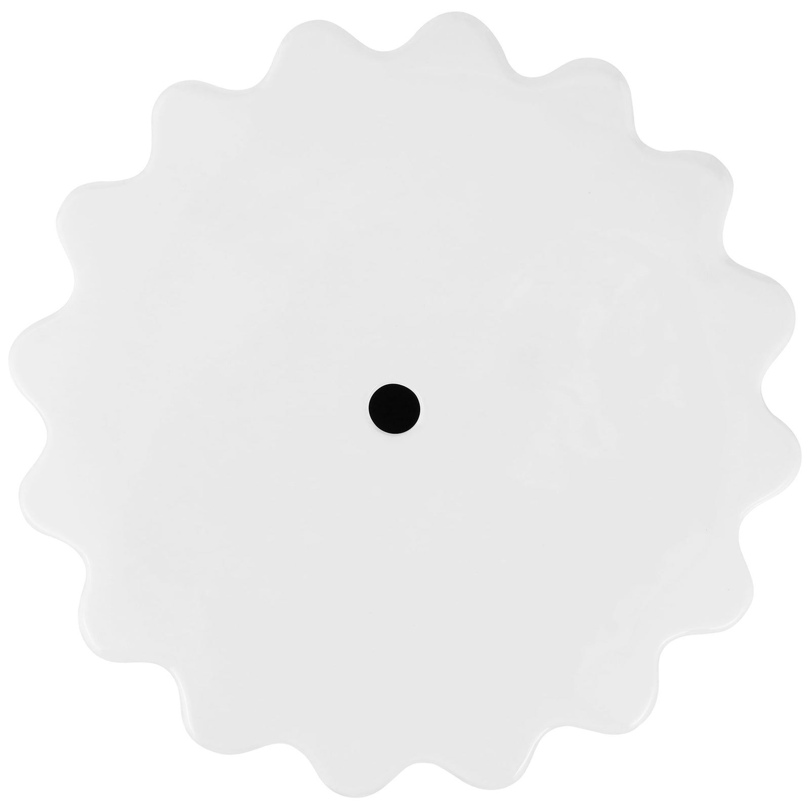 Scalloped white ceramic top features a smooth glaze and a small central opening || ACS4600A || top_studio
